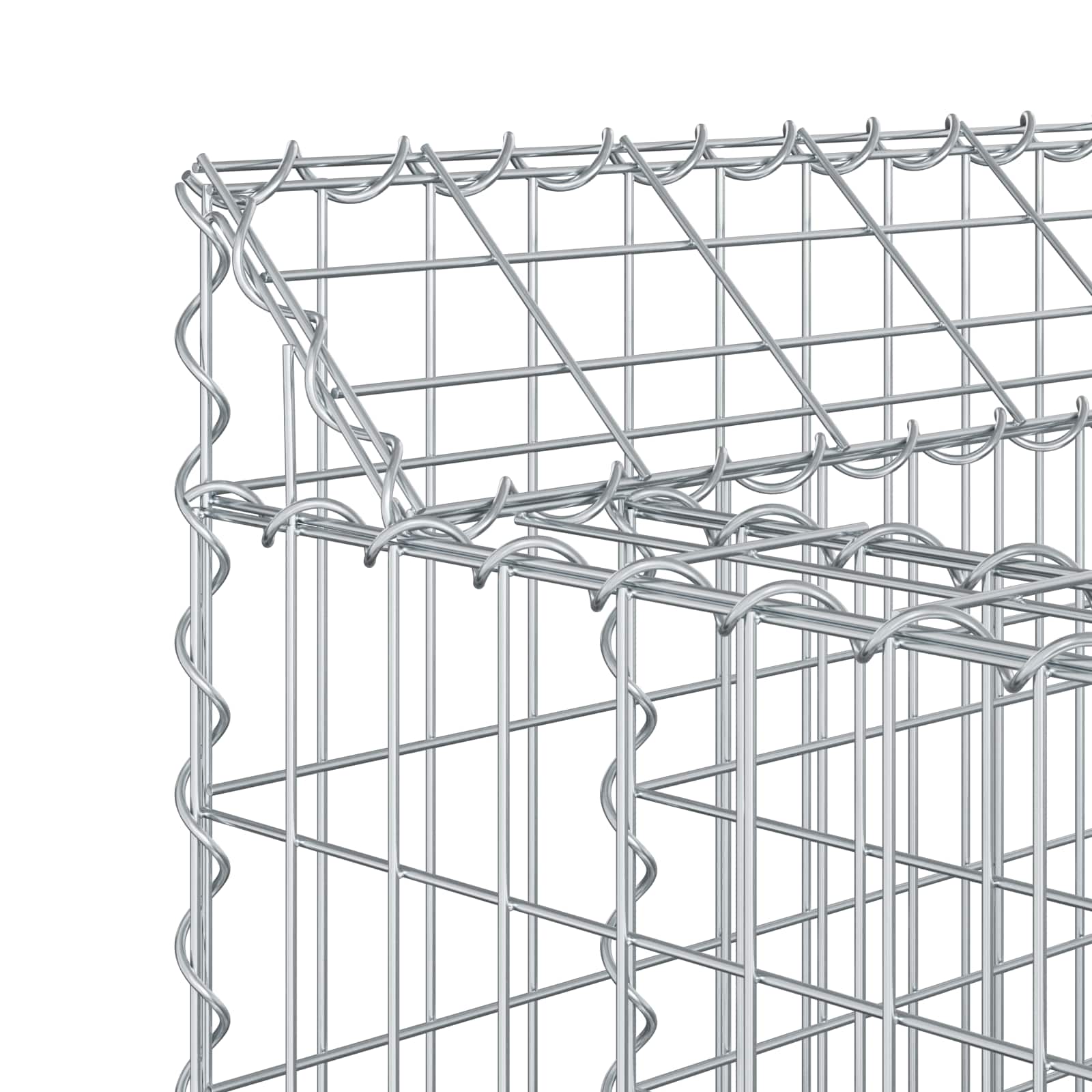 Gabion hevet seng 2 pcs sølv 400 x 50 x 60 cm Galvanisert Stål vidaXL