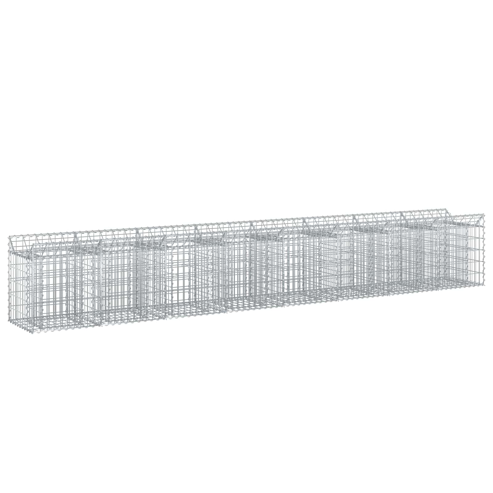 Gabion hevet seng 2 pcs sølv 400 x 50 x 60 cm Galvanisert Stål vidaXL