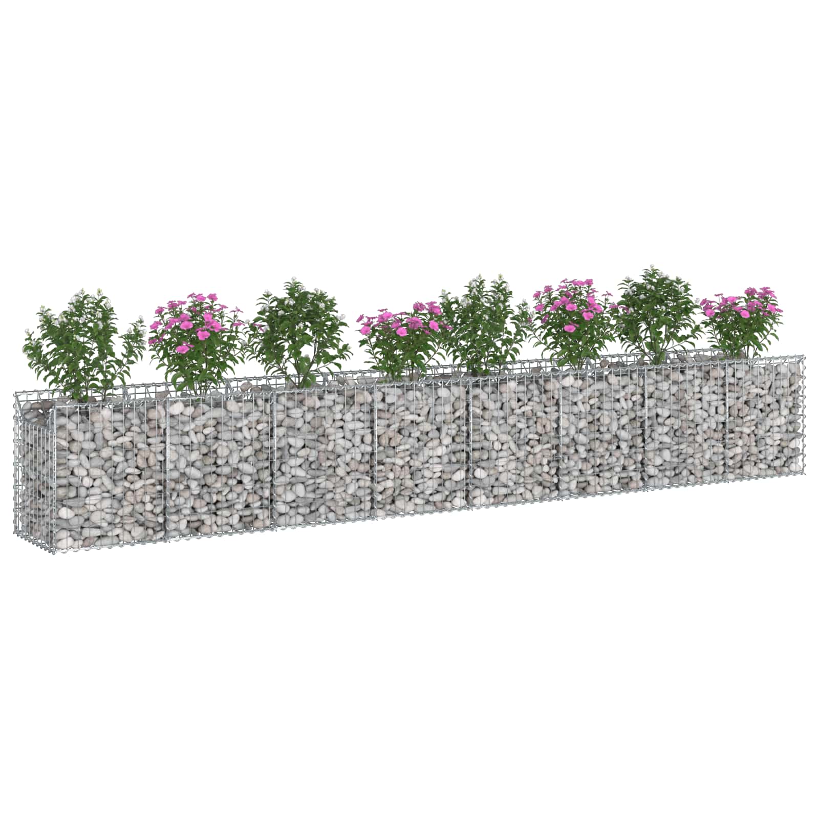 Gabion hevet seng 2 pcs sølv 400 x 50 x 60 cm Galvanisert Stål vidaXL