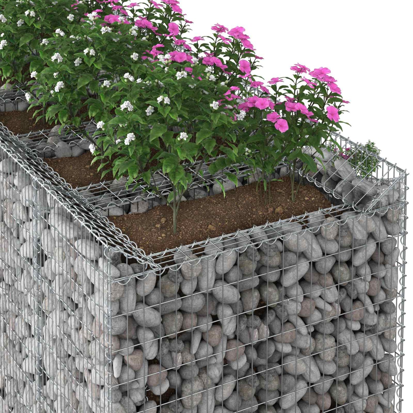 Gabion hevet seng 3 pcs Sølv