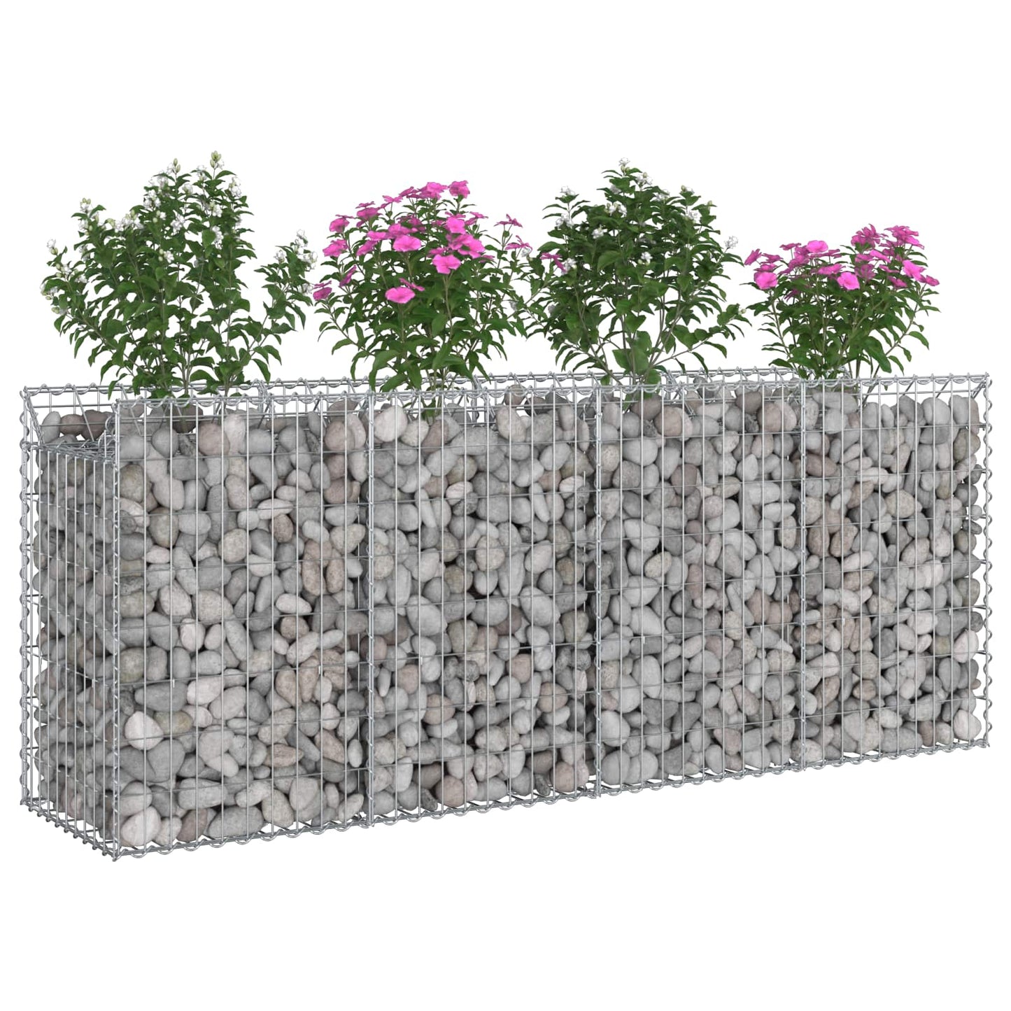 Gabion hevet seng 2 pcs sølv 200 x 50 x 80 cm Galvanisert Stål vidaXL