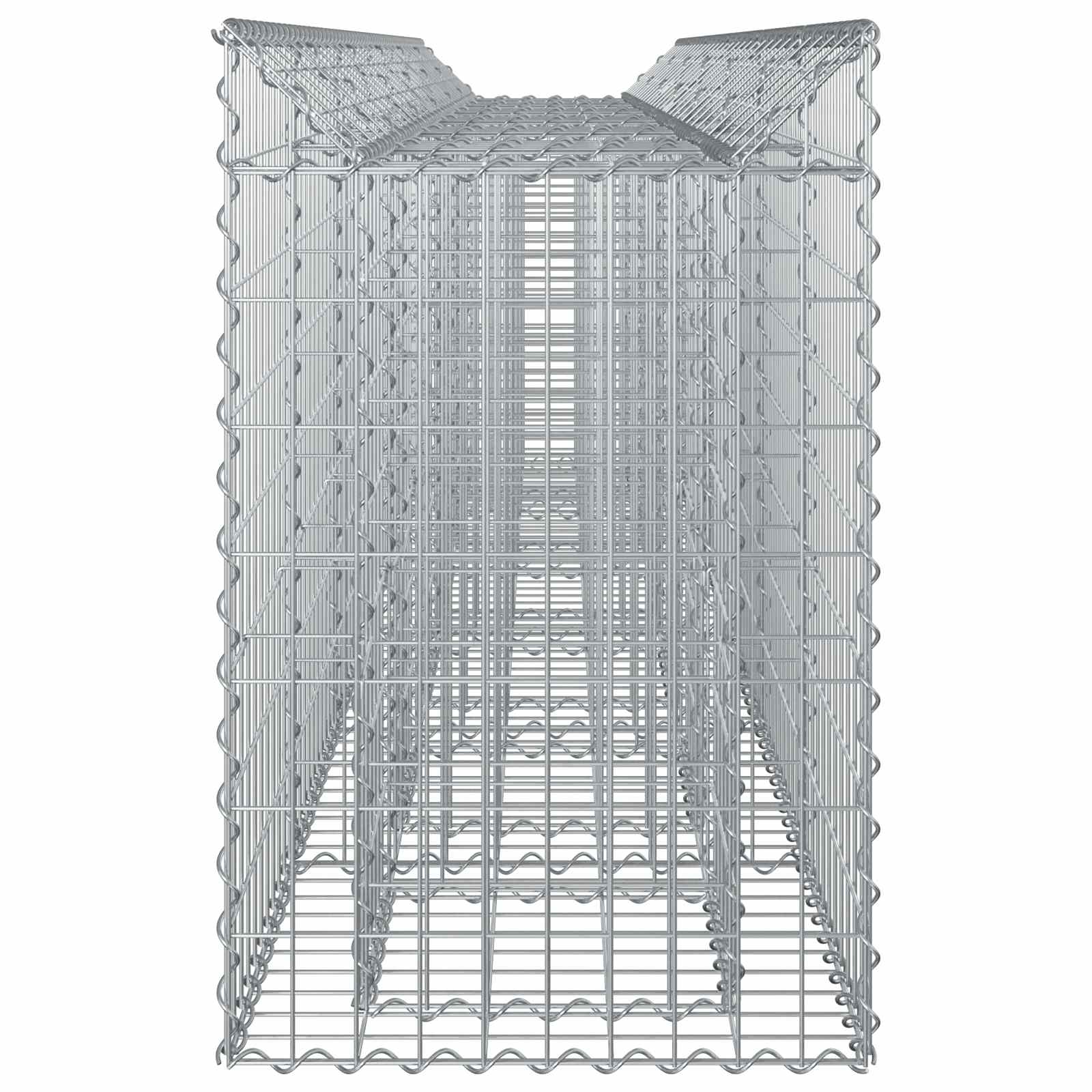 Gabion hevet seng 2 pcs sølv 300 x 50 x 80 cm Galvanisert Stål vidaXL