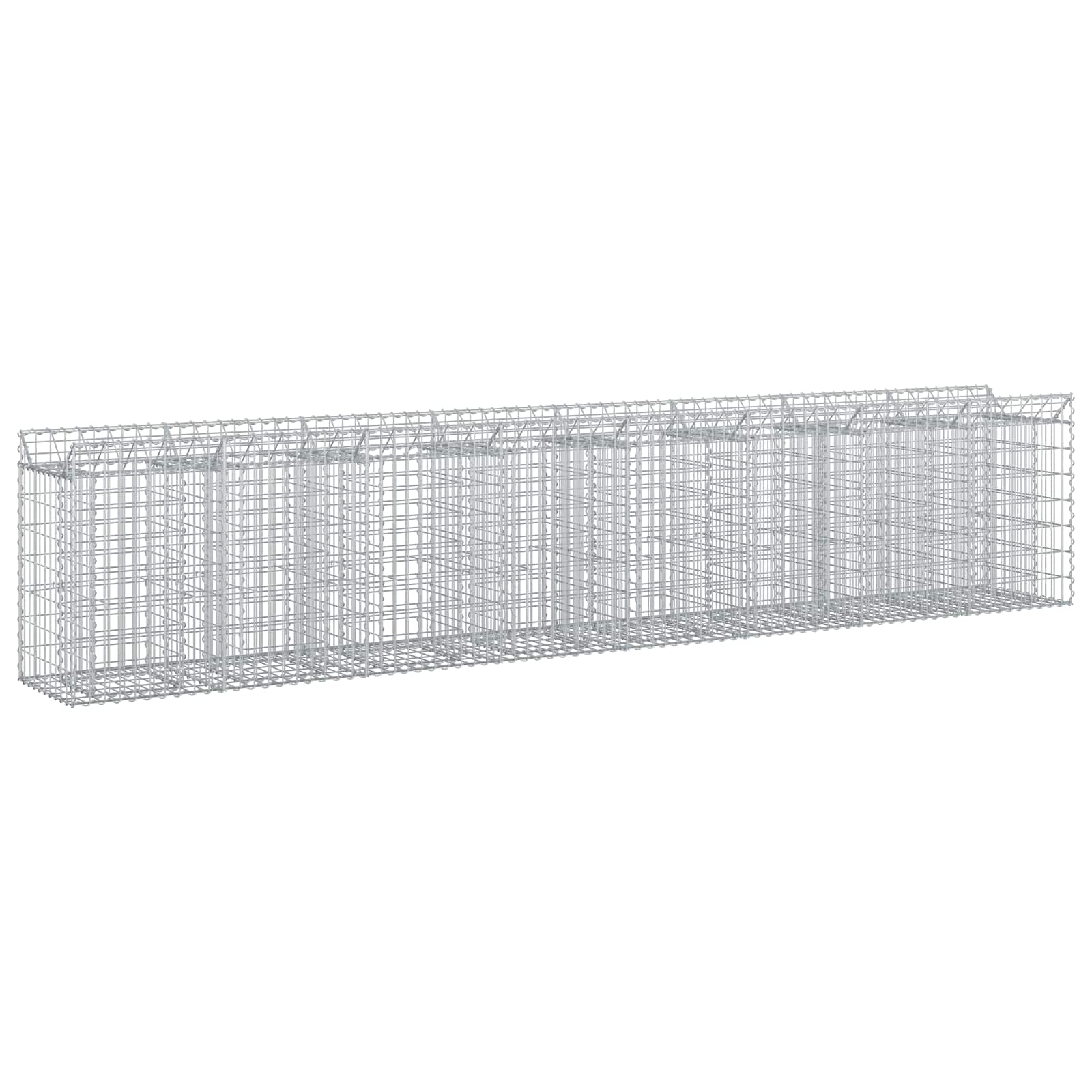Gabion hevet seng 3 pcs sølv 400 x 50 x 80 cm Galvanisert Stål vidaXL