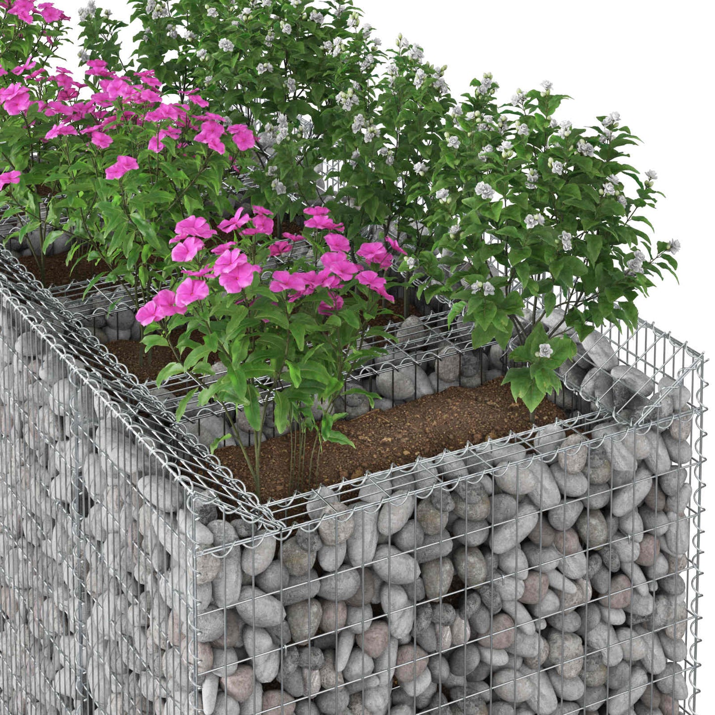 Gabion hevet seng 2 pcs Sølv