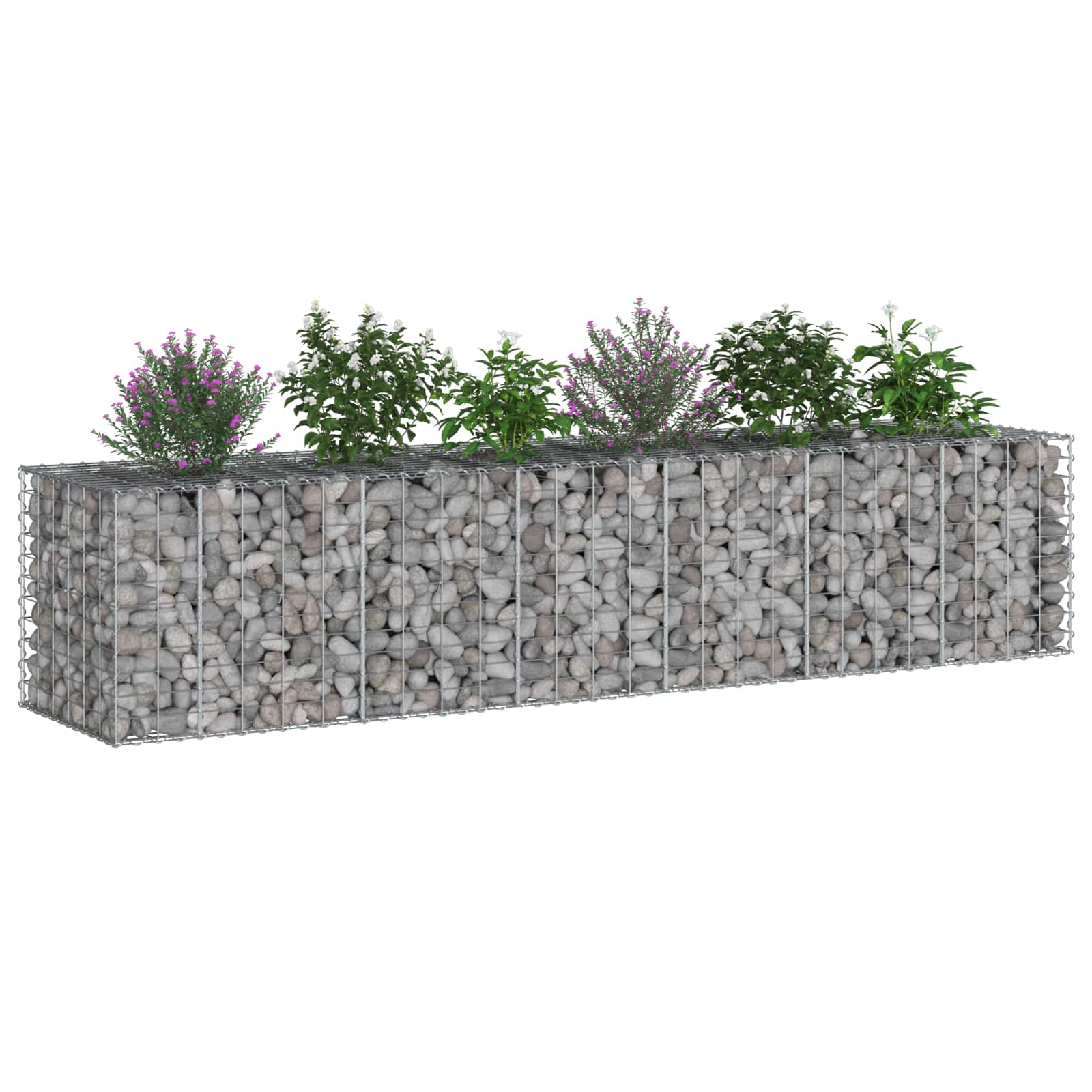 Gabion hevet seng 2 pcs sølv 260 x 60 x 55 cm Galvanisert Stål vidaXL