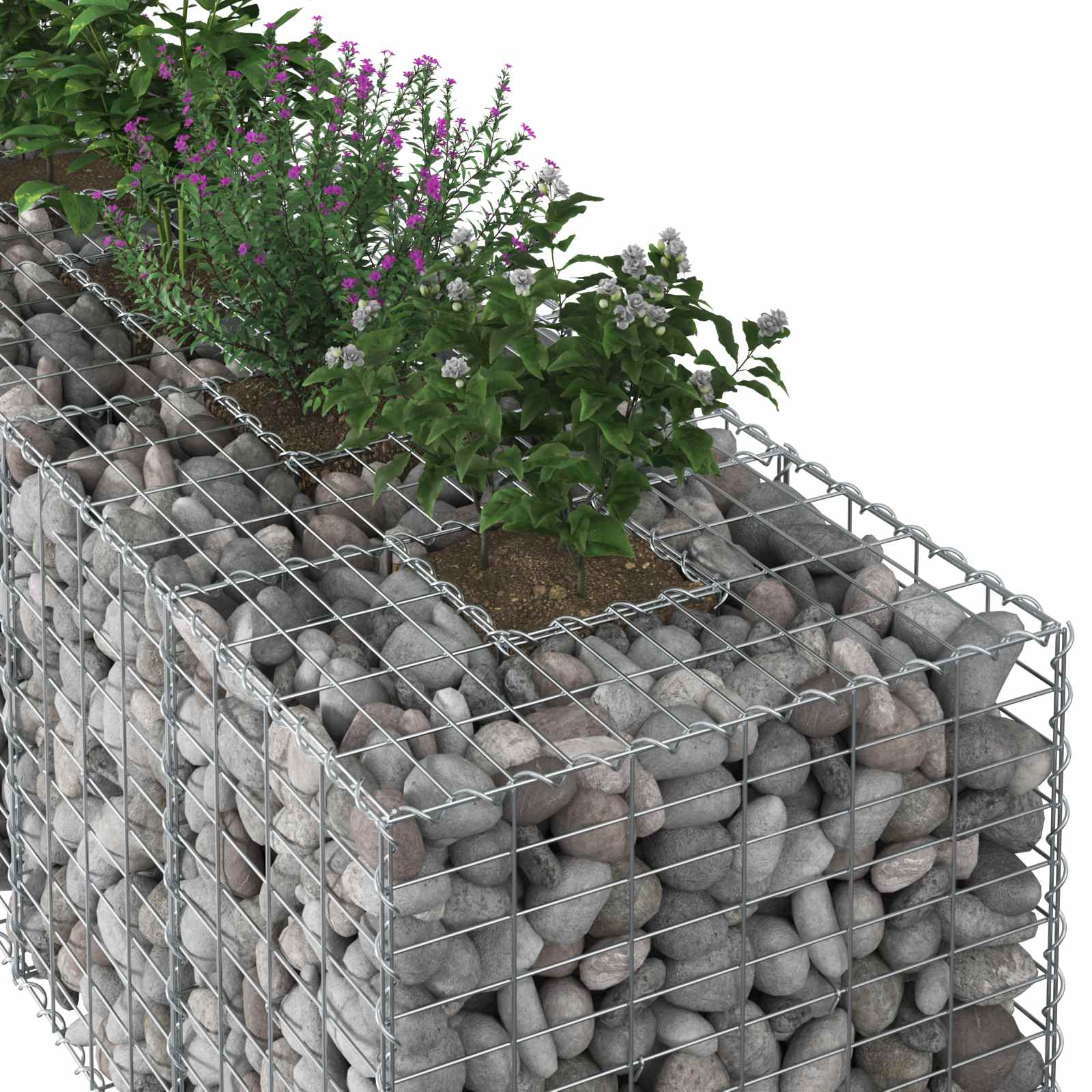 Gabion hevet seng 2 pcs sølv 260 x 60 x 55 cm Galvanisert Stål vidaXL