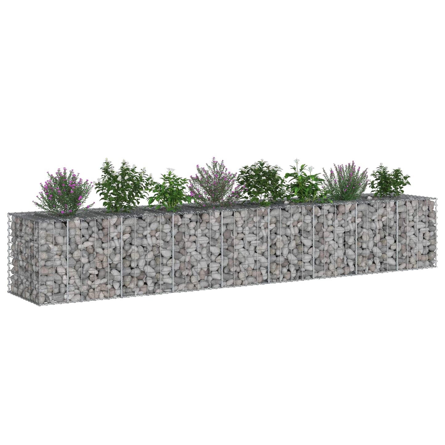 Gabion hevet seng 2 pcs sølv 340 x 60 x 55 cm Galvanisert Stål vidaXL