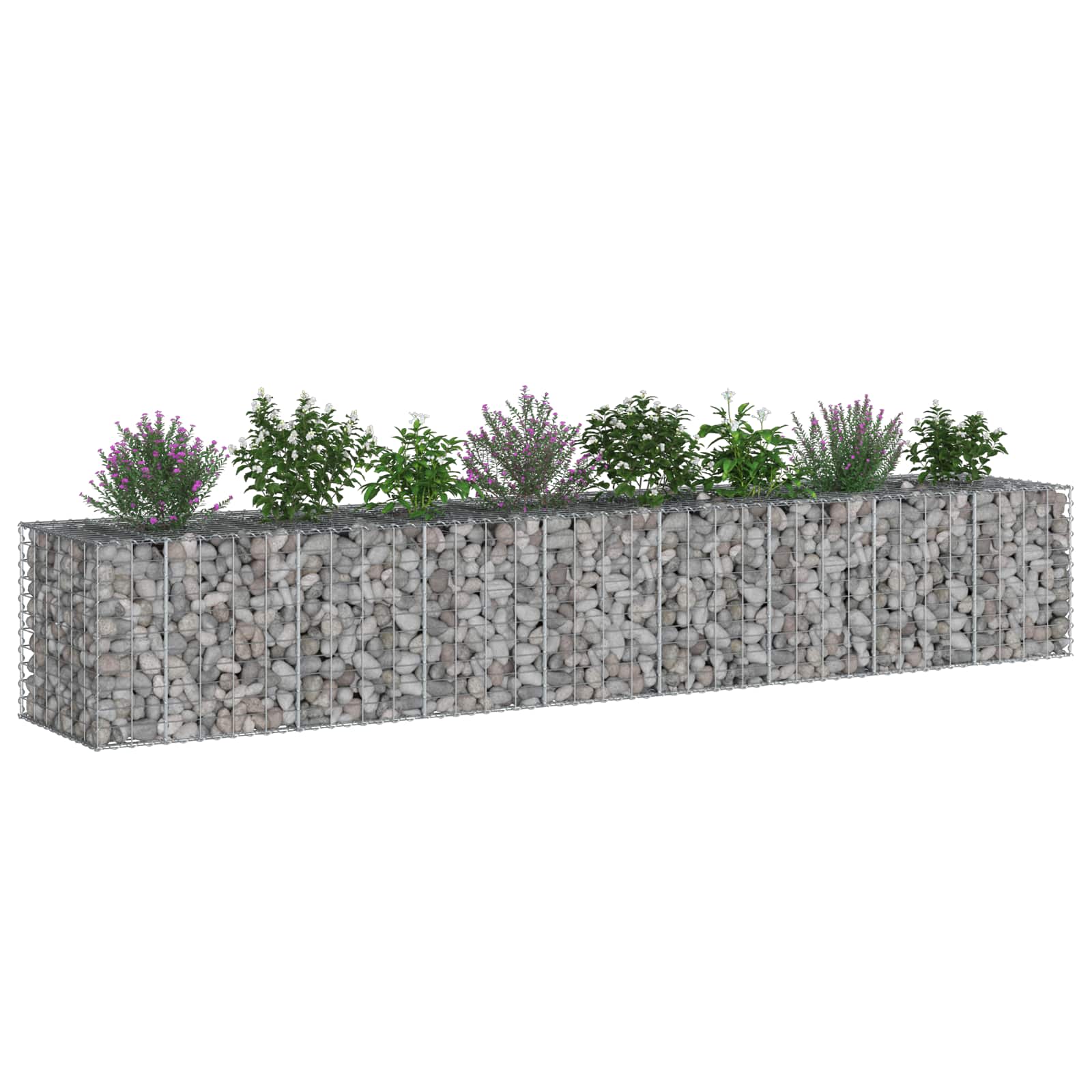 Gabion hevet seng 2 pcs sølv 340 x 60 x 55 cm Galvanisert Stål vidaXL