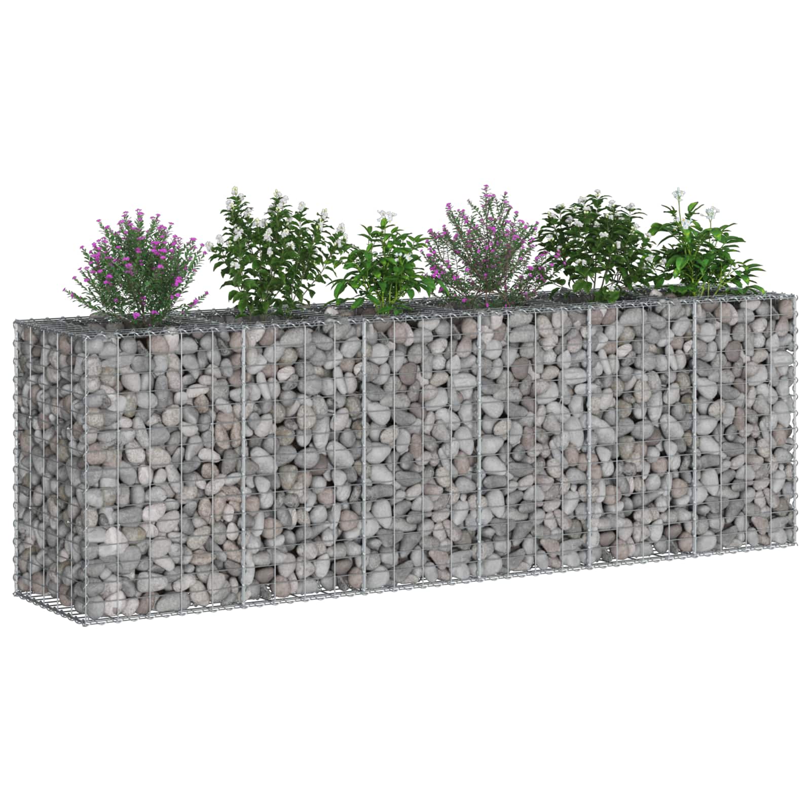 Gabion hevet seng 2 pcs sølv 250 x 50 x 80 cm Galvanisert Stål vidaXL