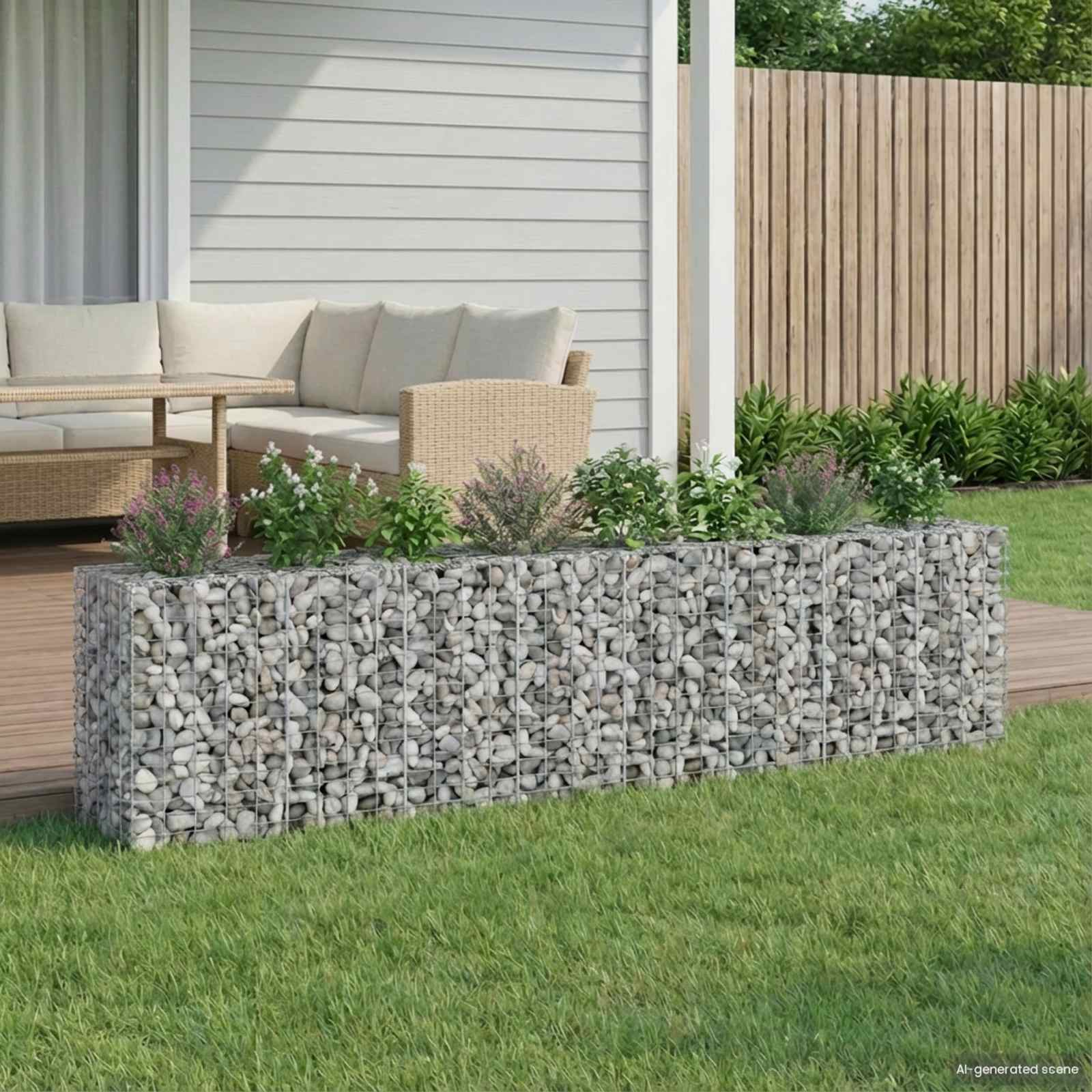 Gabion hevet seng 2 pcs sølv 330 x 50 x 80 cm Galvanisert Stål vidaXL