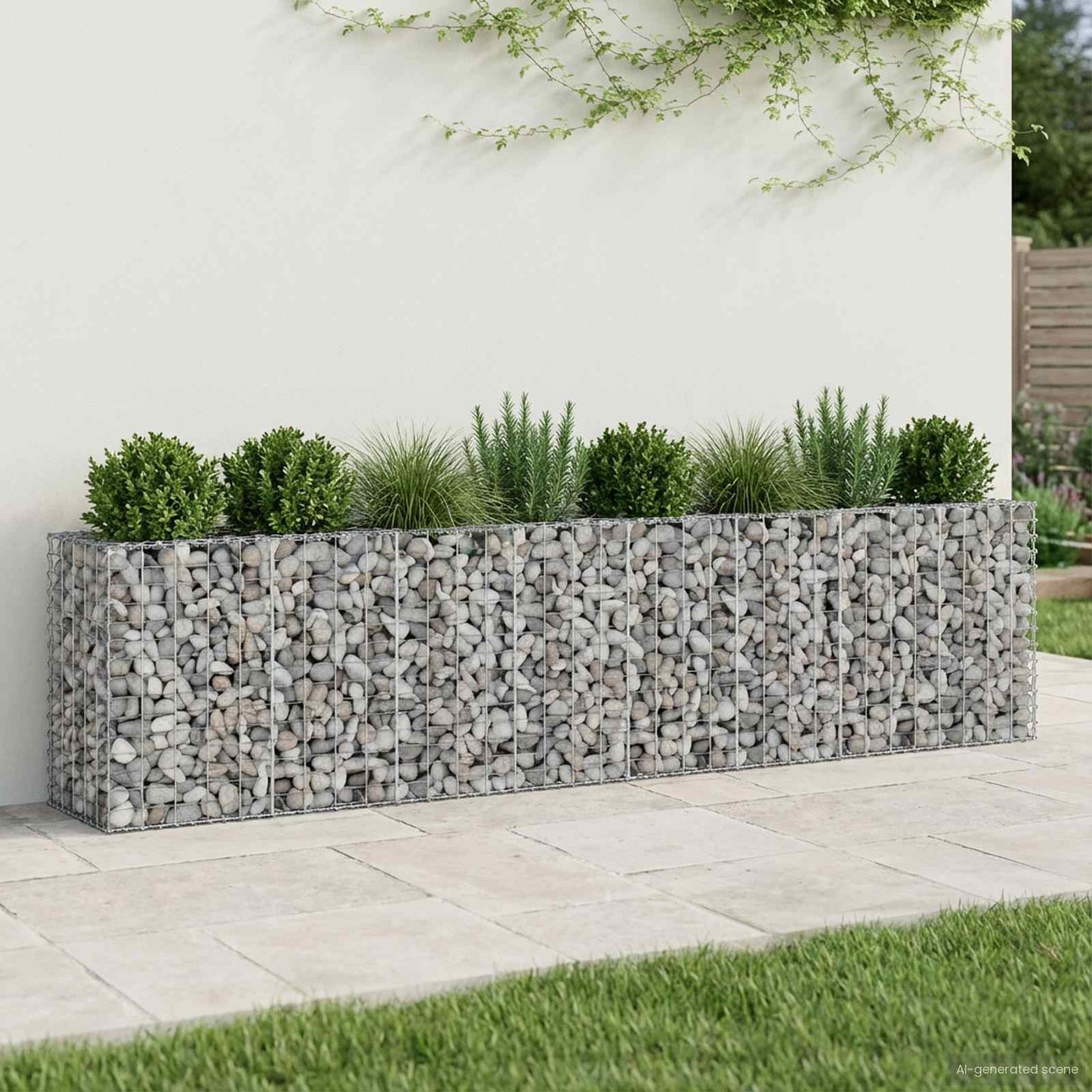 Gabion hevet seng 2 pcs sølv 330 x 50 x 80 cm Galvanisert Stål vidaXL