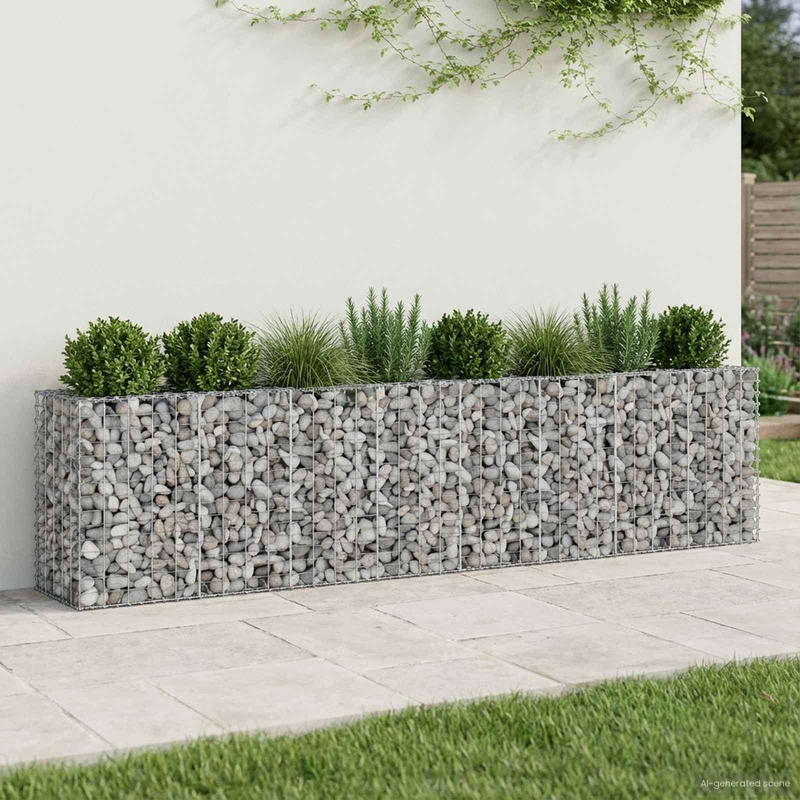 Gabion hevet seng 2 pcs sølv 330 x 50 x 80 cm Galvanisert Stål vidaXL