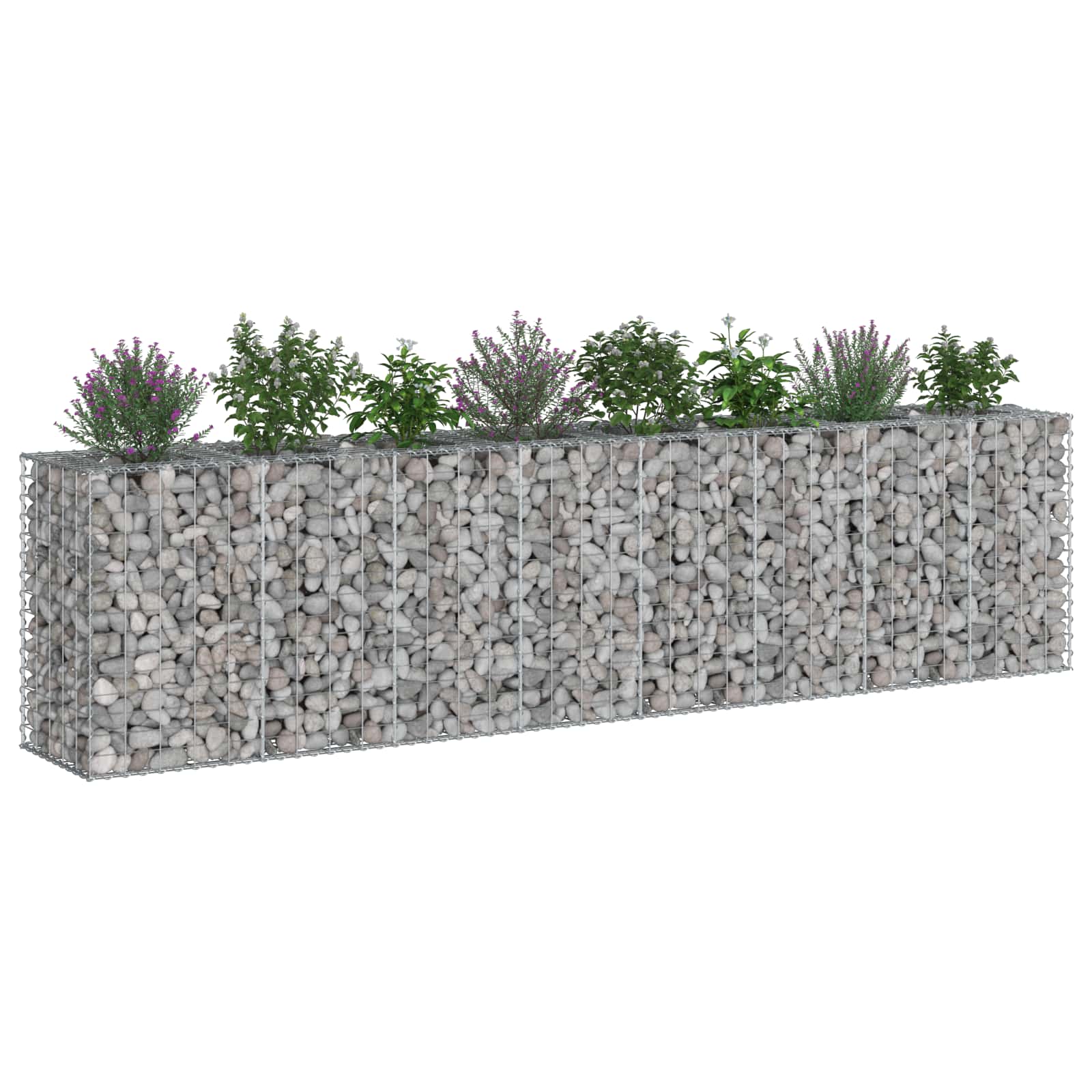 Gabion hevet seng 2 pcs sølv 330 x 50 x 80 cm Galvanisert Stål vidaXL