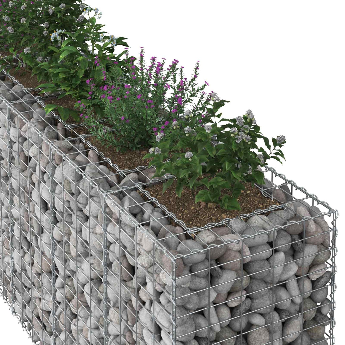 Gabion hevet seng 2 pcs sølv 330 x 50 x 80 cm Galvanisert Stål vidaXL