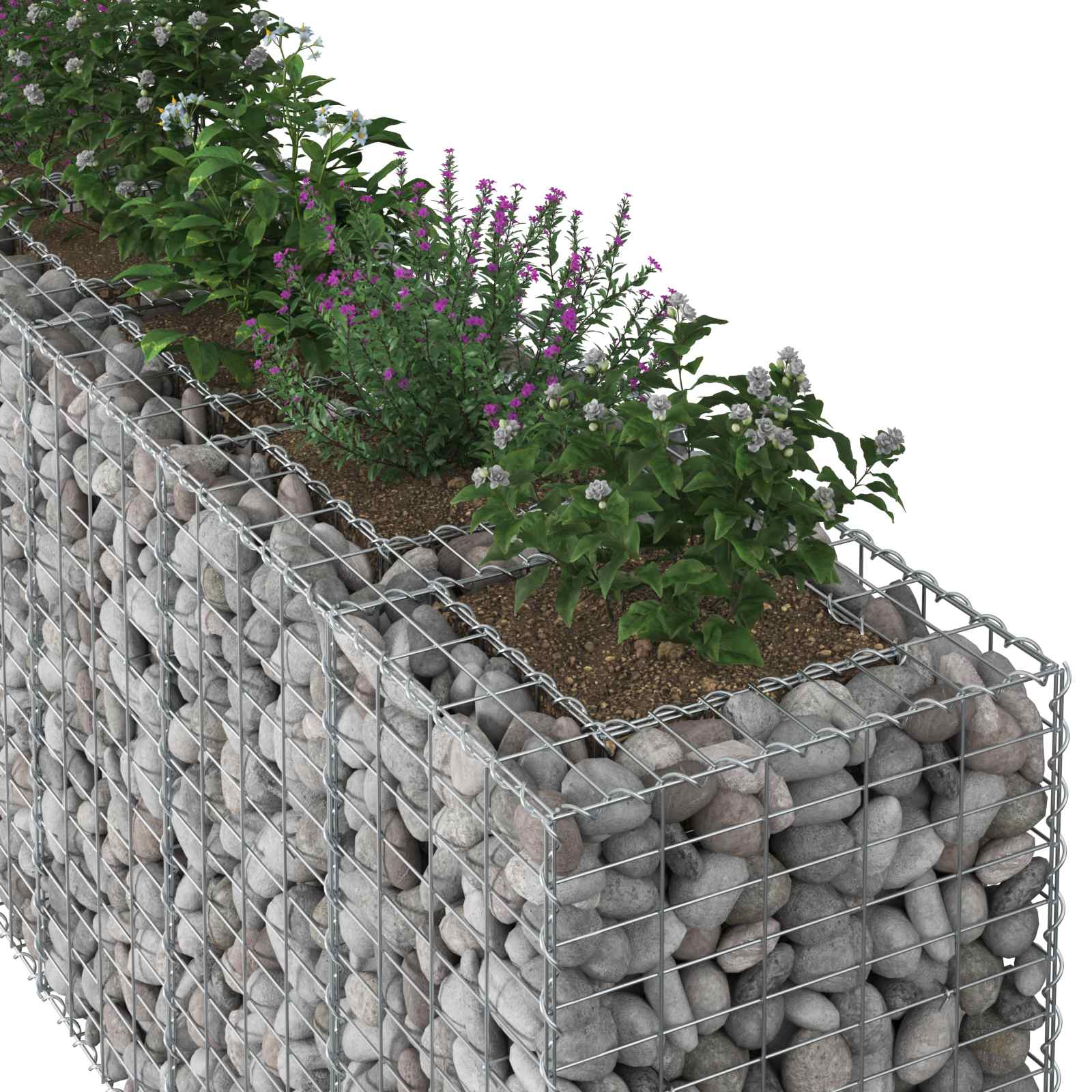 Gabion hevet seng 2 pcs sølv 330 x 50 x 80 cm Galvanisert Stål vidaXL