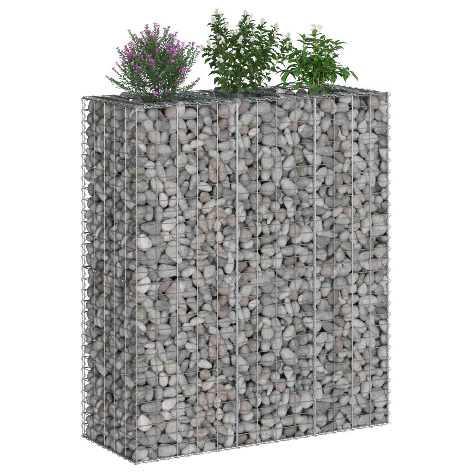 Gabion hevet seng 2 pcs sølv 130 x 50 x 150 cm Galvanisert Stål vidaXL
