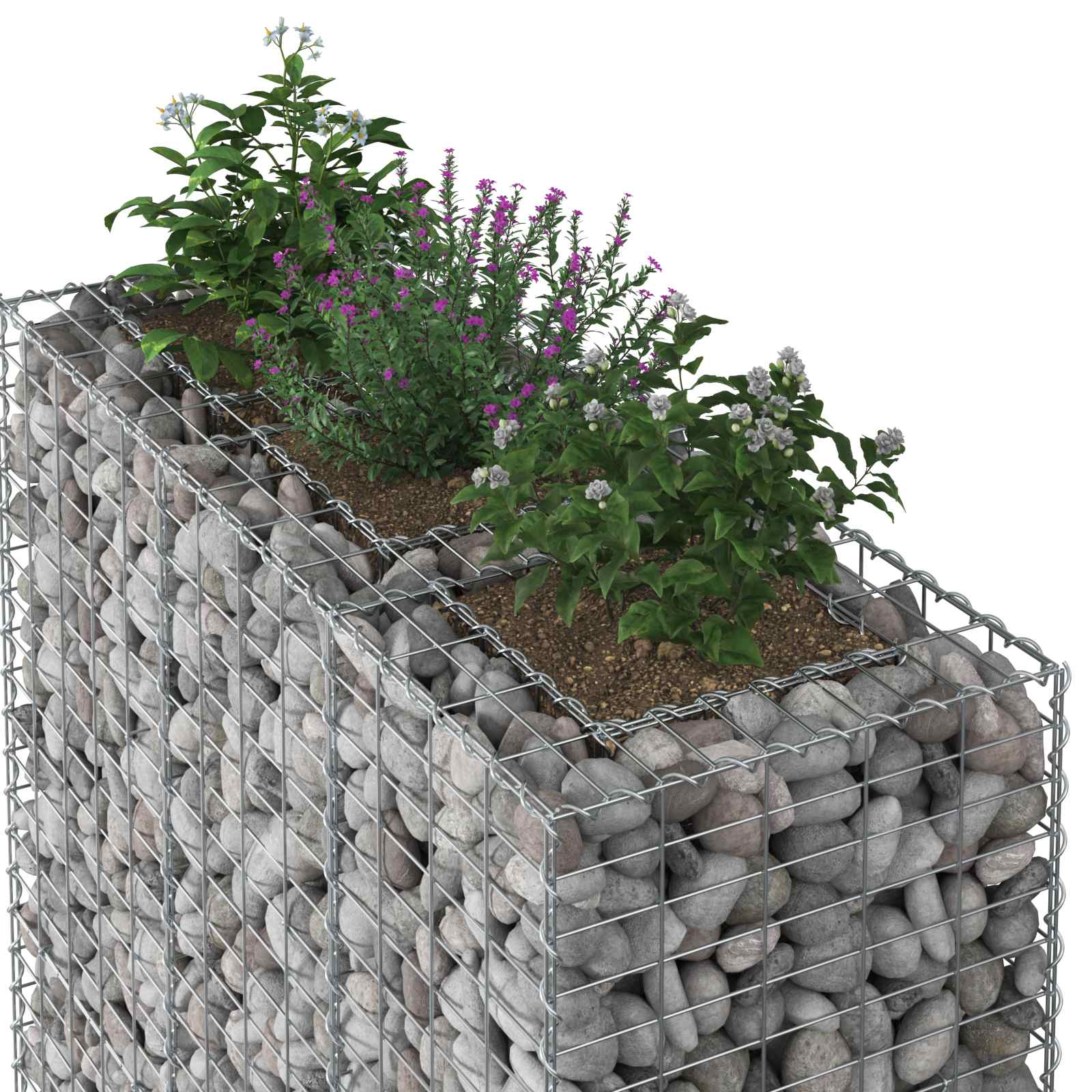 Gabion hevet seng 2 pcs sølv 130 x 50 x 150 cm Galvanisert Stål vidaXL
