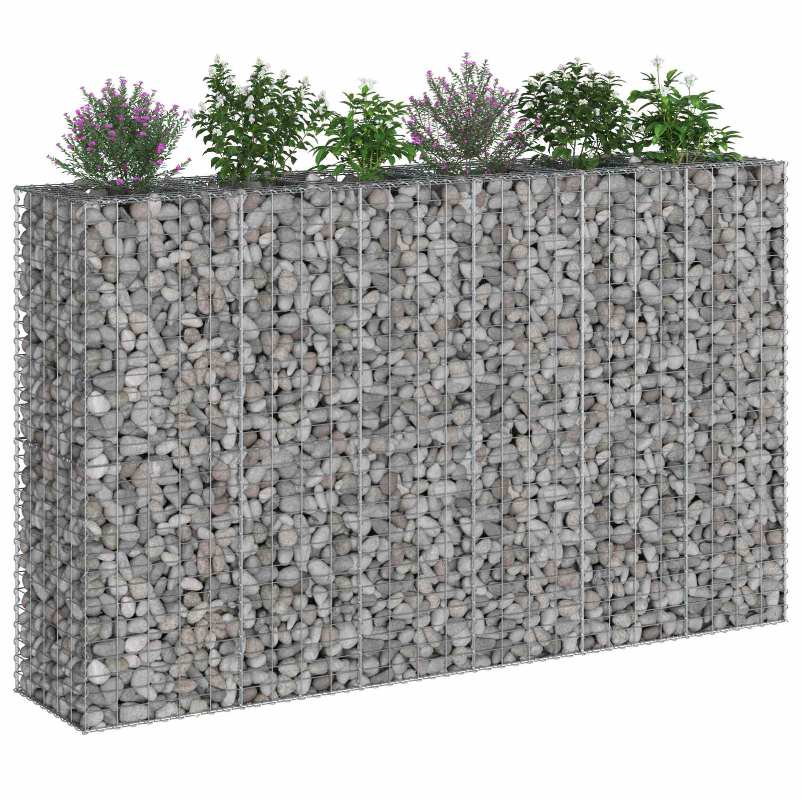 Gabion hevet seng 3 pcs sølv 250 x 50 x 150 cm Galvanisert Stål vidaXL