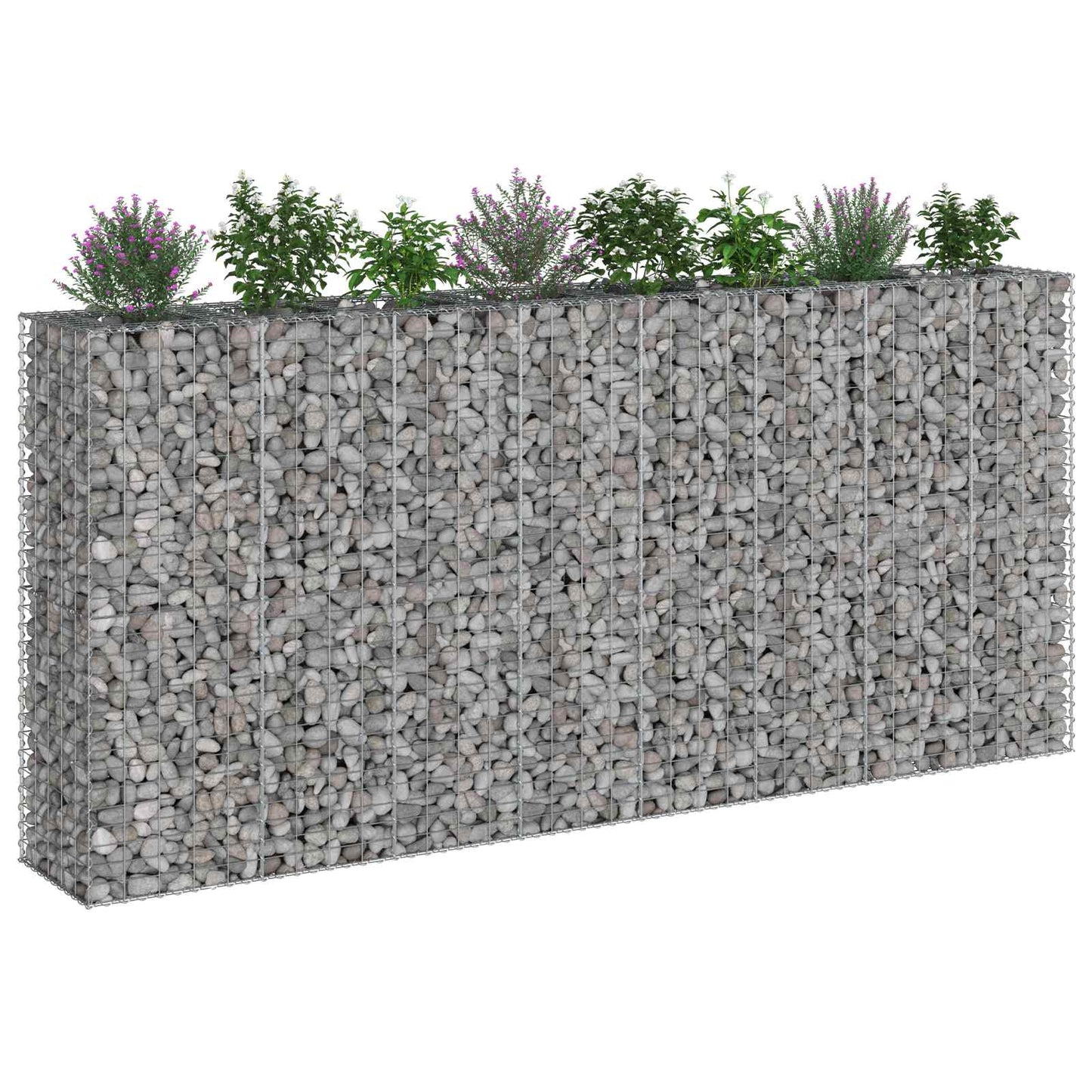 Gabion hevet seng 4 pcs sølv 330 x 50 x 150 cm Galvanisert Stål vidaXL