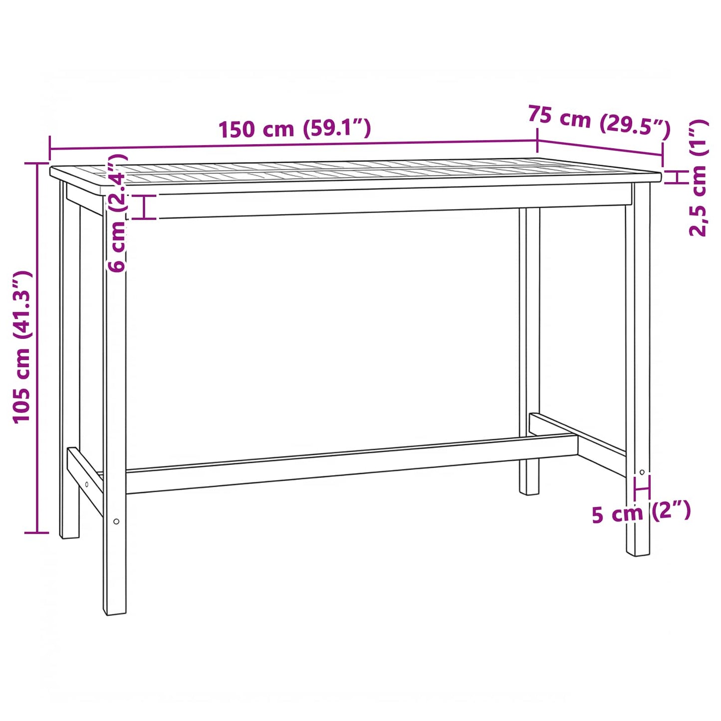Barbord Naturlig 150 x 75 x 105 cm Massivt Teaktre