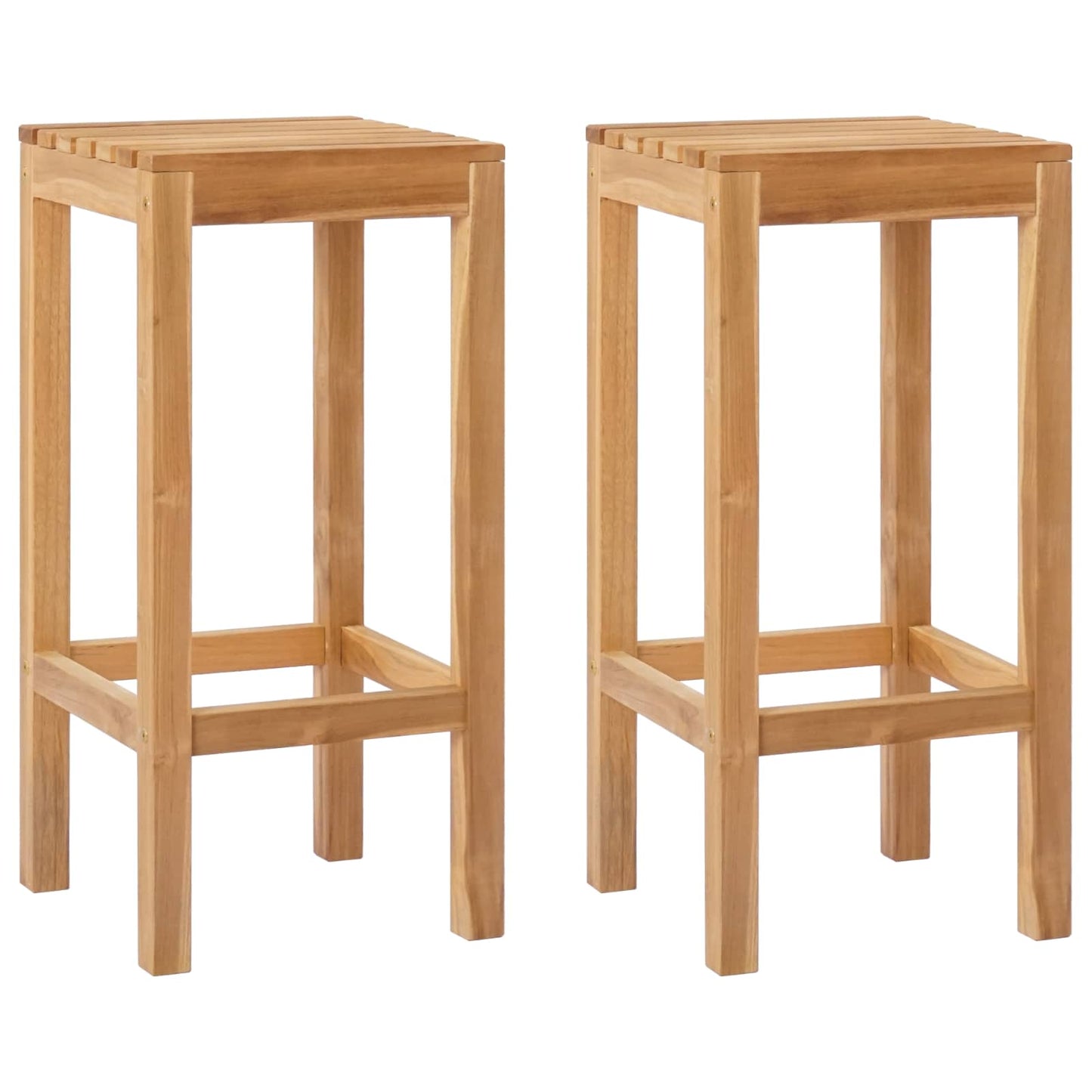 Barstol 2 pcs Naturlig Massivt Teaktre