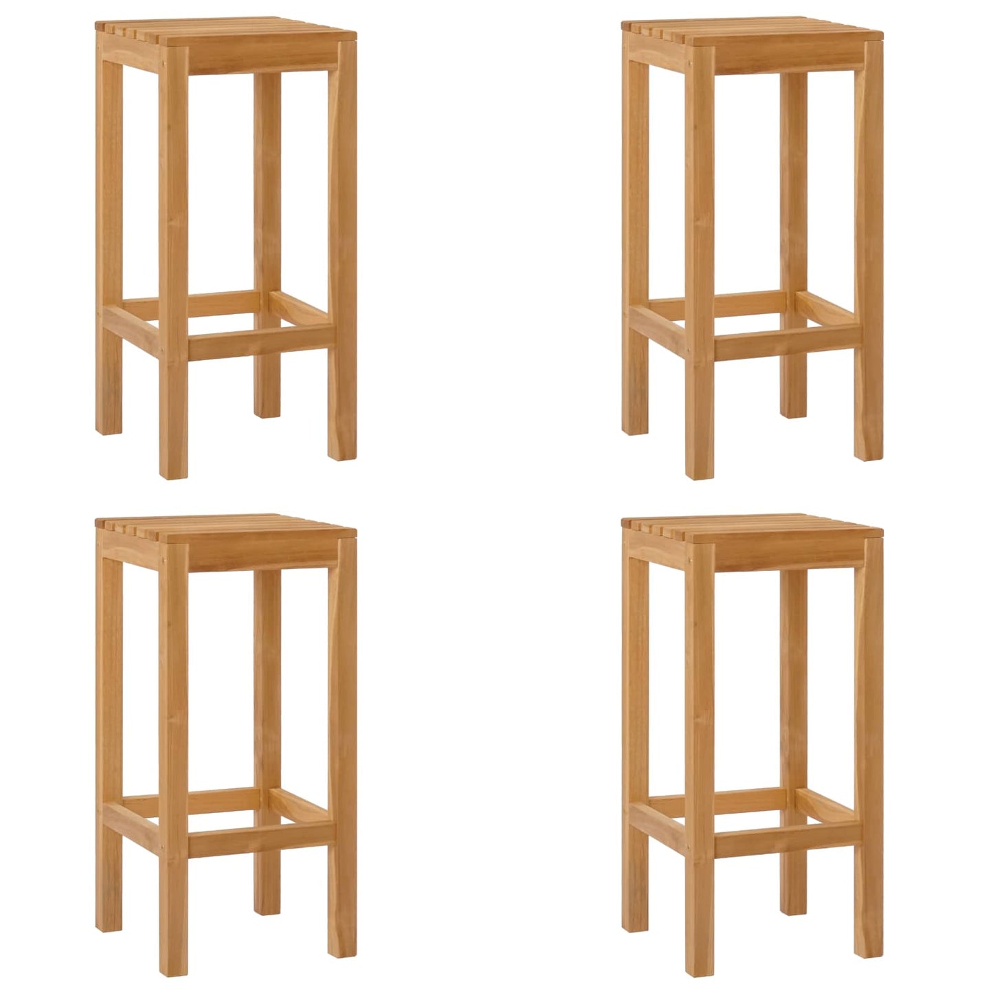 Barstol 4 pcs Naturlig Massivt Teaktre