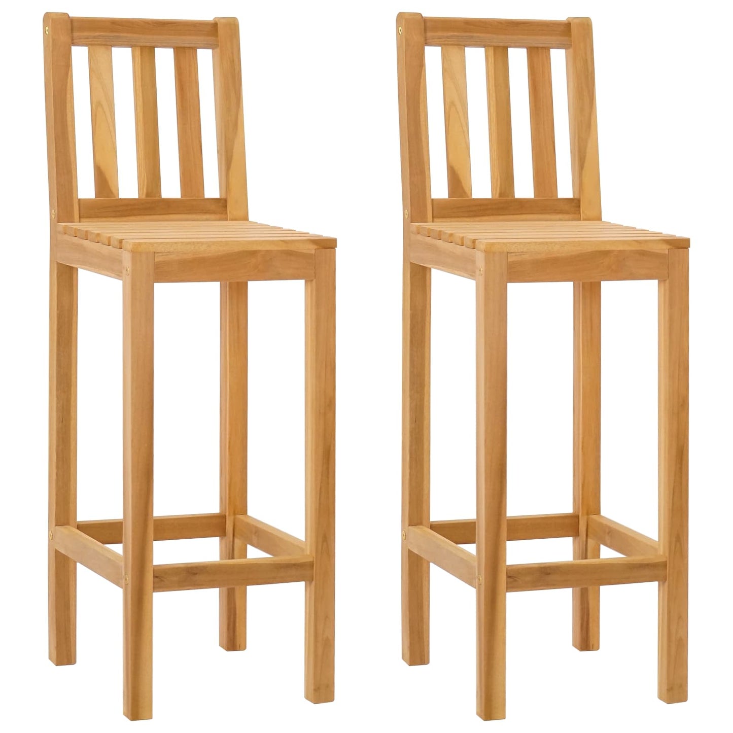 Barstol 2 pcs Naturlig Massivt Teaktre
