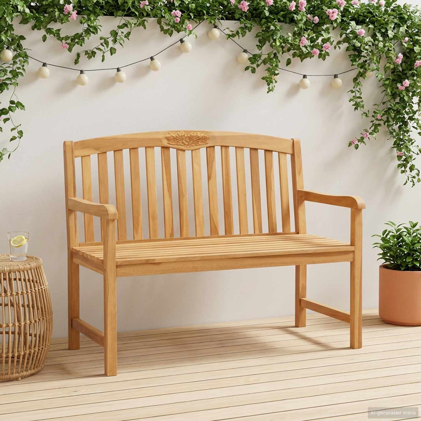 Håndlaget Rosebenk Naturlig 114 x 60,5 x 95 cm Massivt Teaktre