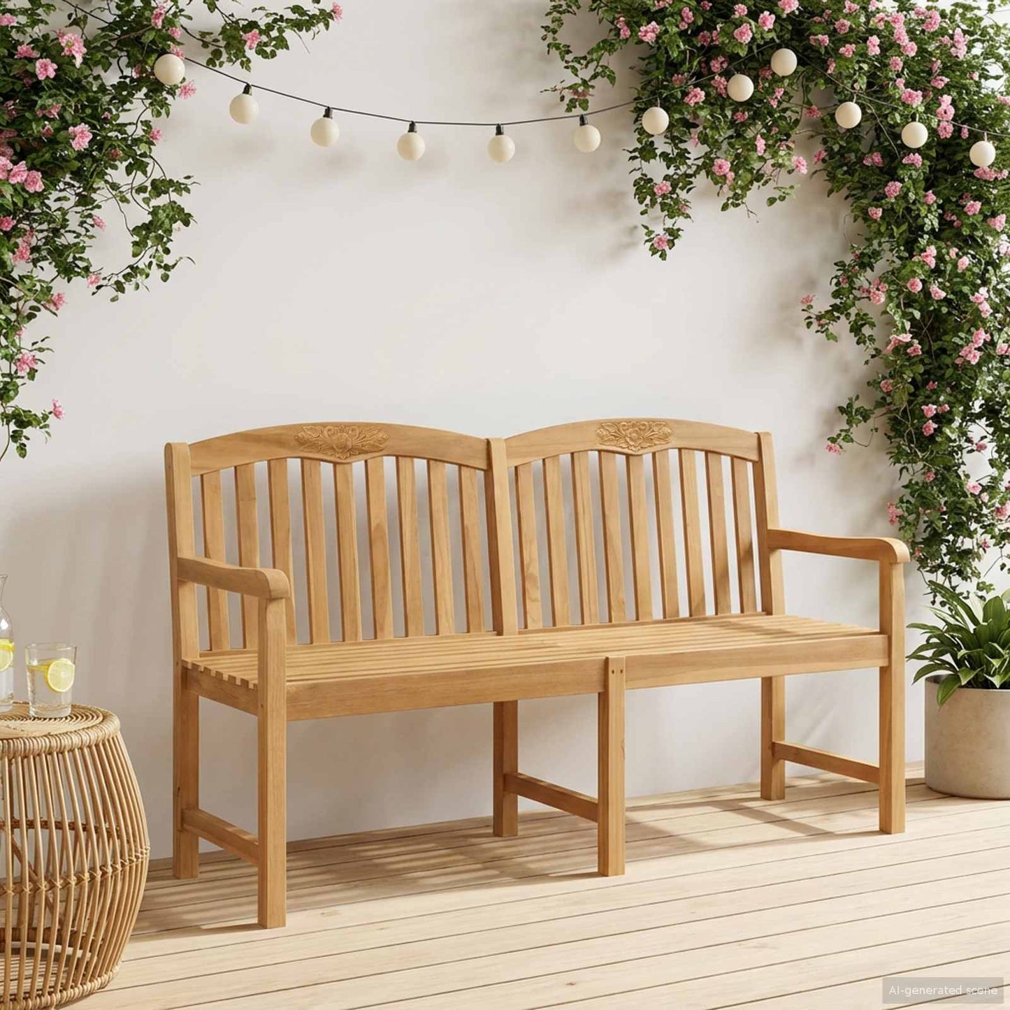 Håndlaget Rosebenk 179,5 x 61 x 90 cm Massivt Teaktre Naturlig