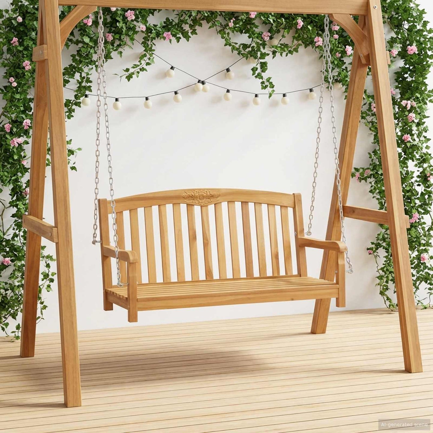 Svingbenk 114 x 61 x 61,5 cm Massivt Teaktre Naturlig