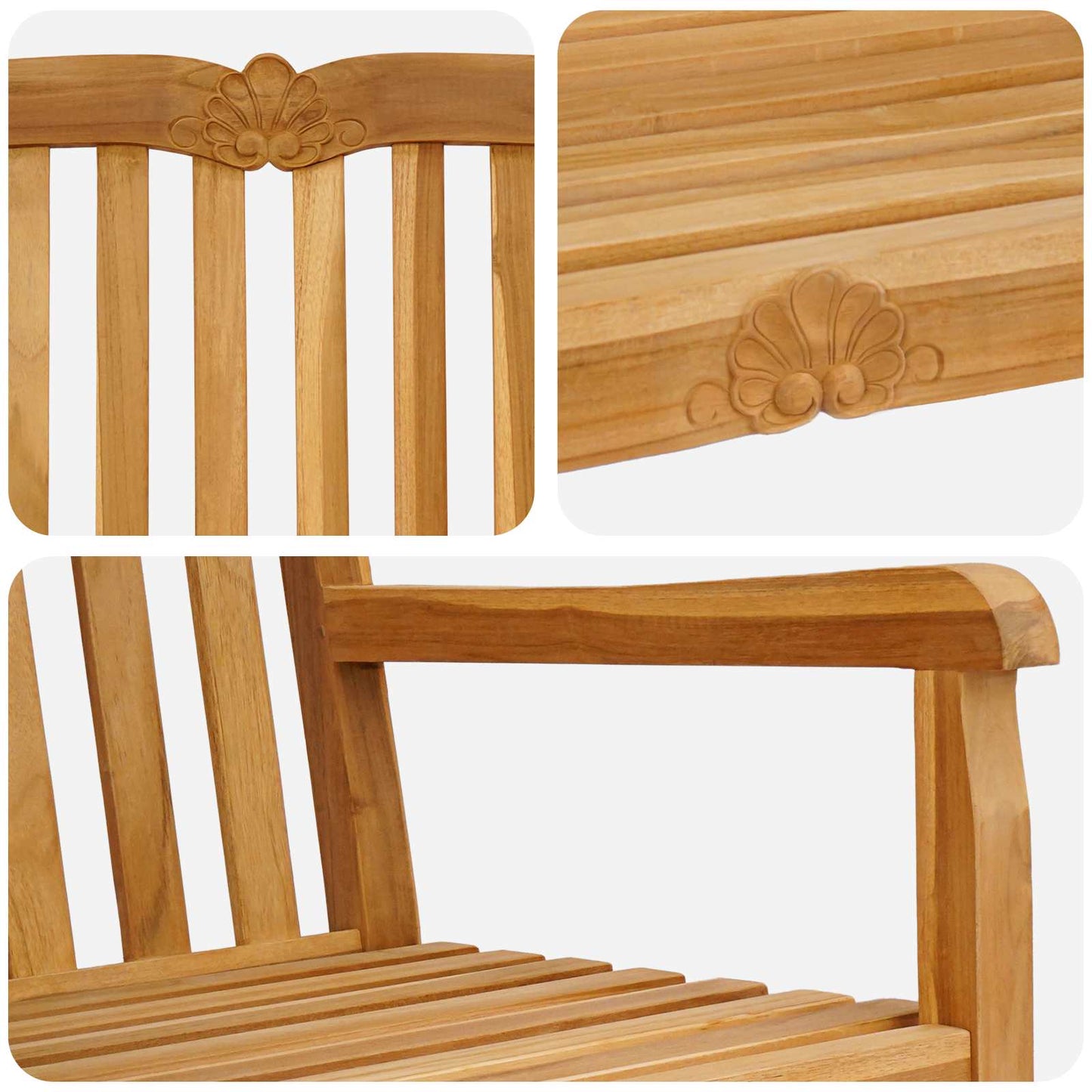 Håndlaget Rosebenk Naturlig 114 x 60 x 95 cm Massivt Teaktre