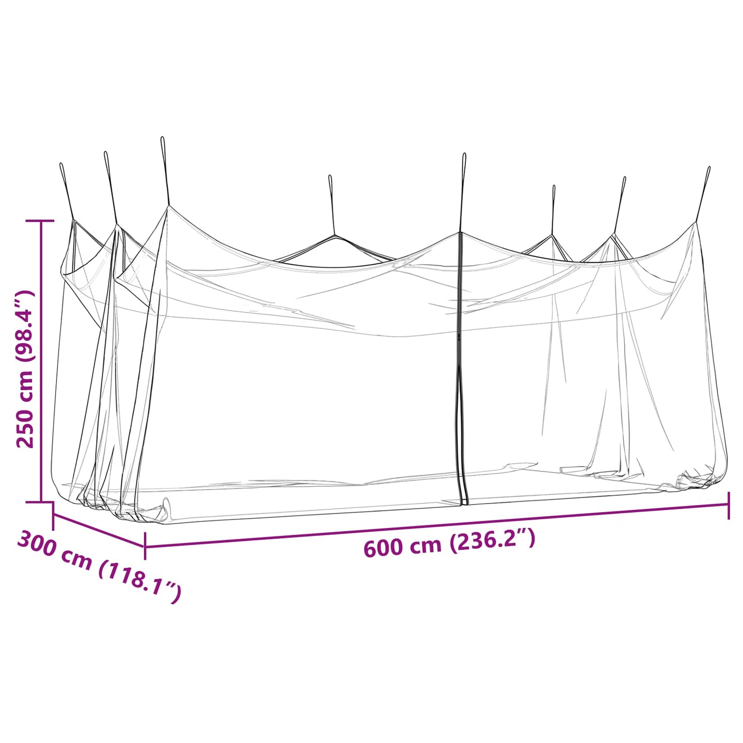 Hage Myggenett 156 Mesh Hvit 3 x 6 x 2,5 m Polyester