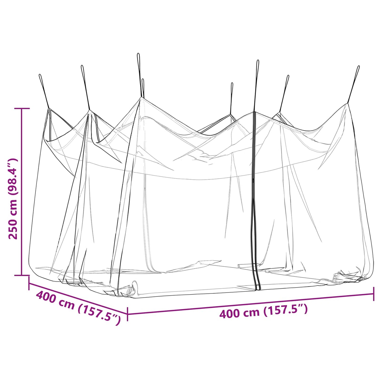 Hage Myggenett 156 Mesh Hvit 4 x 4 x 2,5 m Polyester