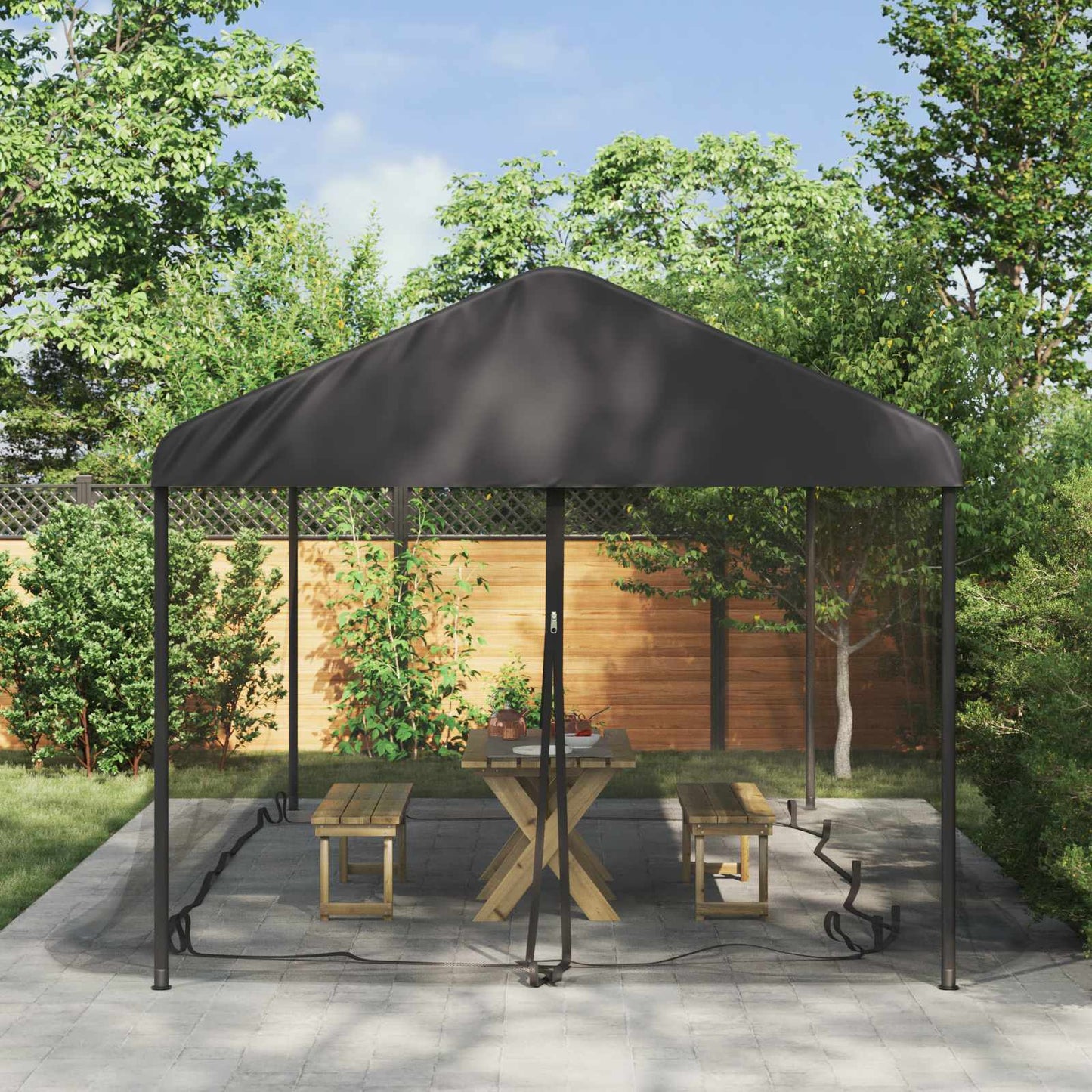 Myggnett for hagepavillon 220 mesh Svart 6 x 3 x 2 m Polyester