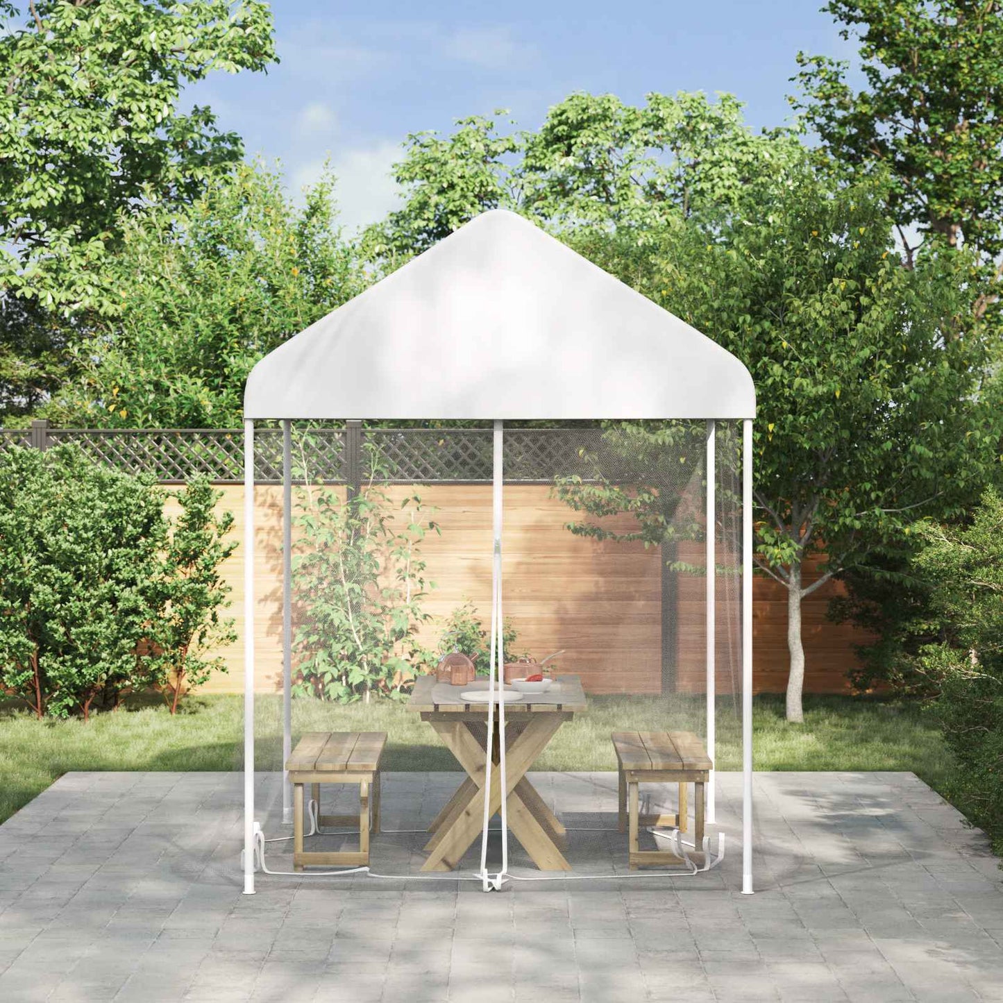 Myggnett for hagepavillon 220 mesh Hvit 2 x 2 x 2 m Polyester
