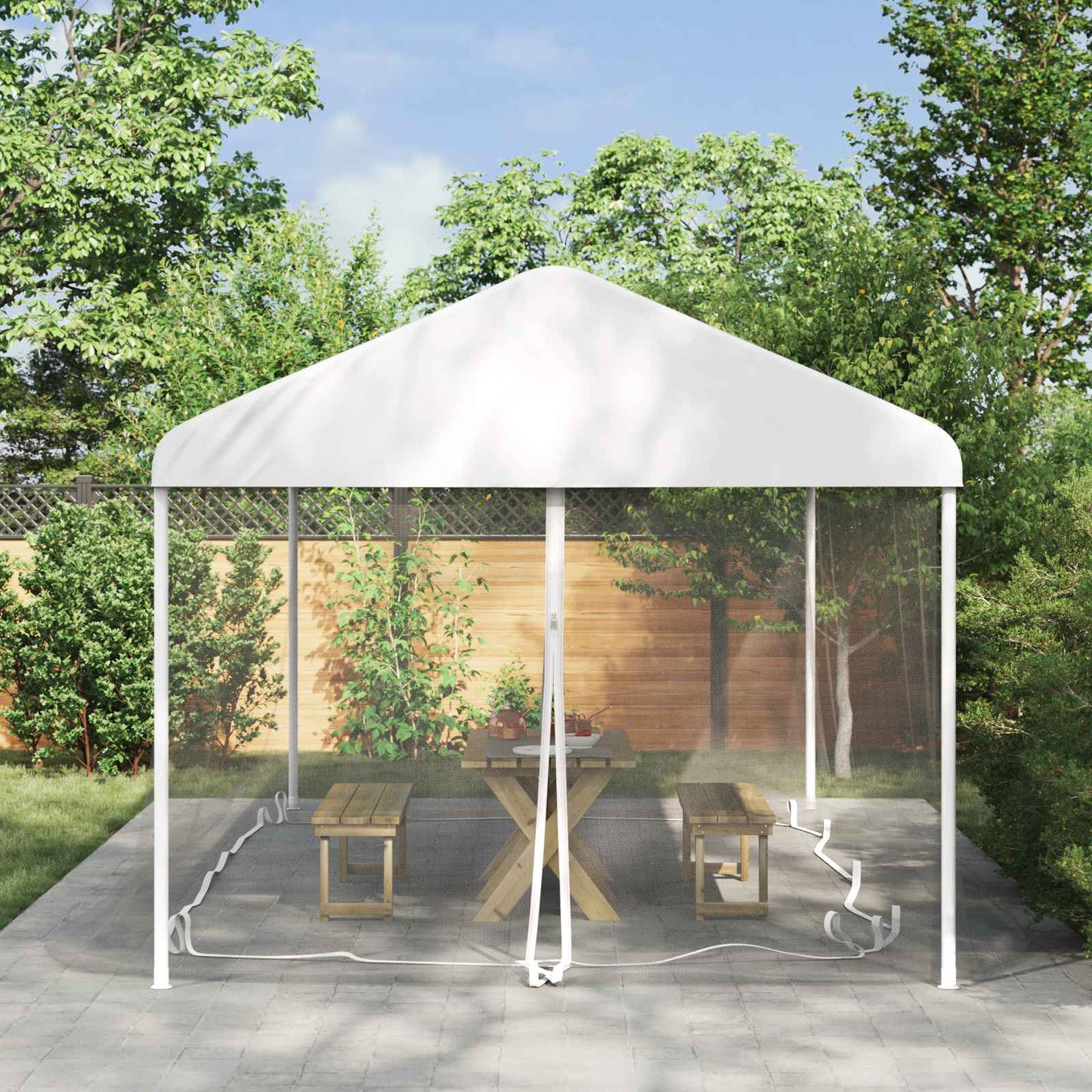 Myggnett for hagepavillon 220 mesh Hvit 6 x 3 x 2 m Polyester