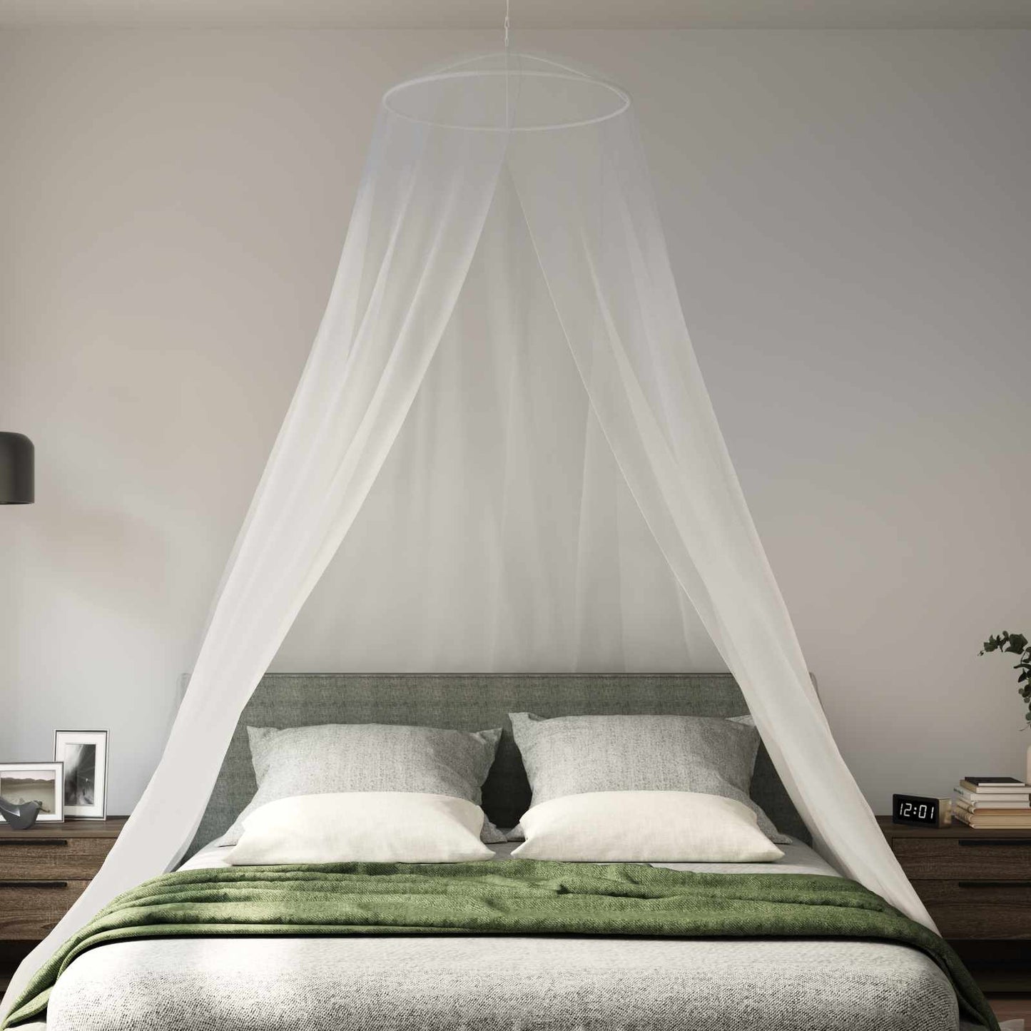 Myggnett for seng 3 pcs 156 mask Hvit Ø56 x 220 cm Polyester