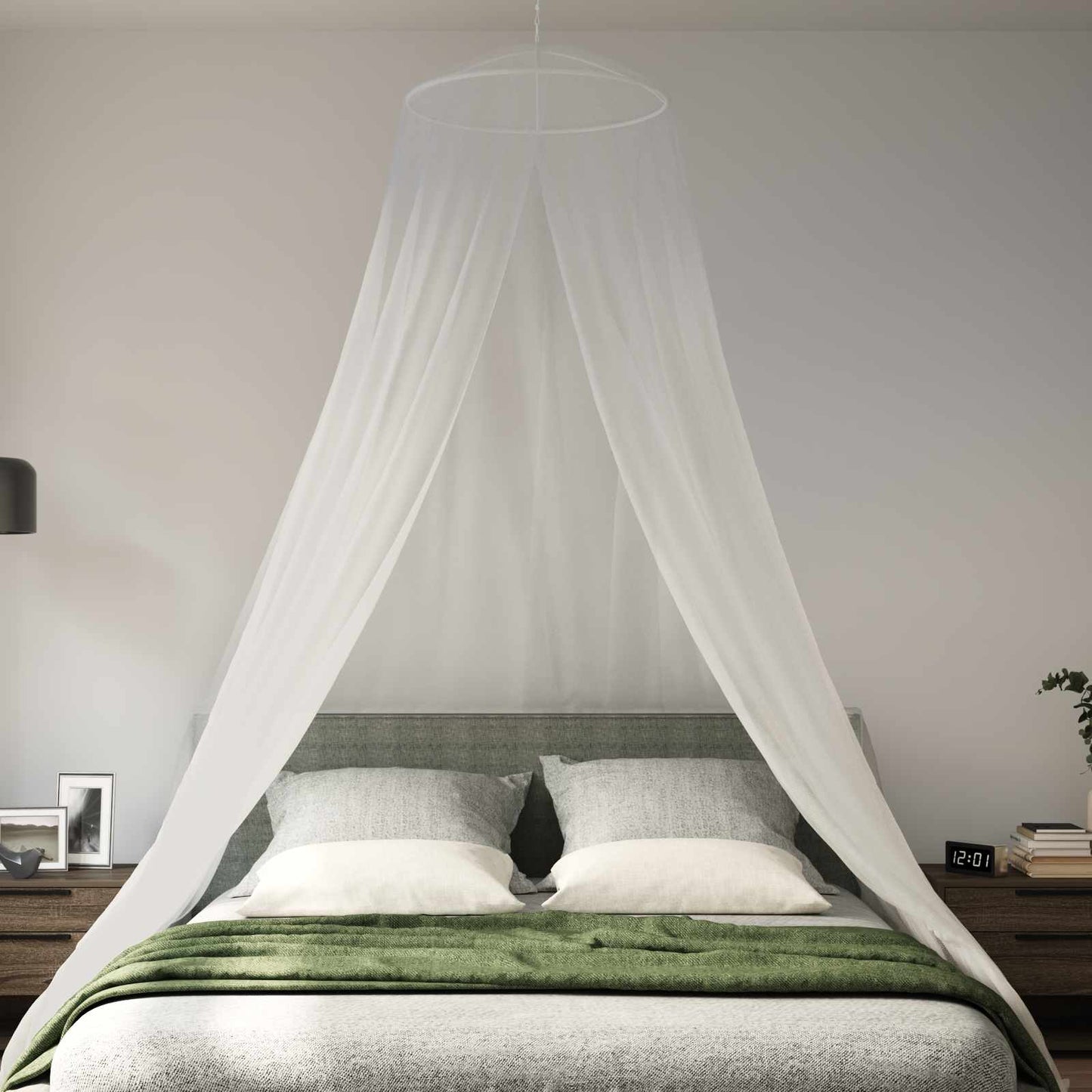 Myggnett for seng 3 pcs 156 mask Hvit Ø56 x 220 cm Polyester