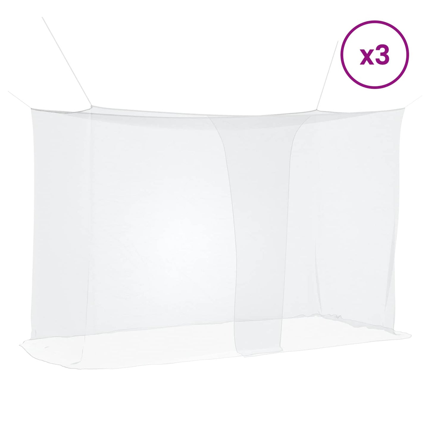 Myggnett for seng 156 mask 3 pcs Hvit Polyester