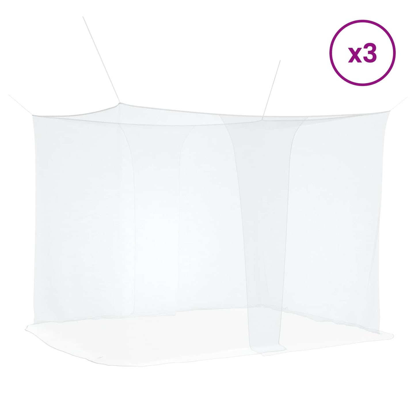 Myggnett for seng 156 mask 3 pcs Hvit Polyester