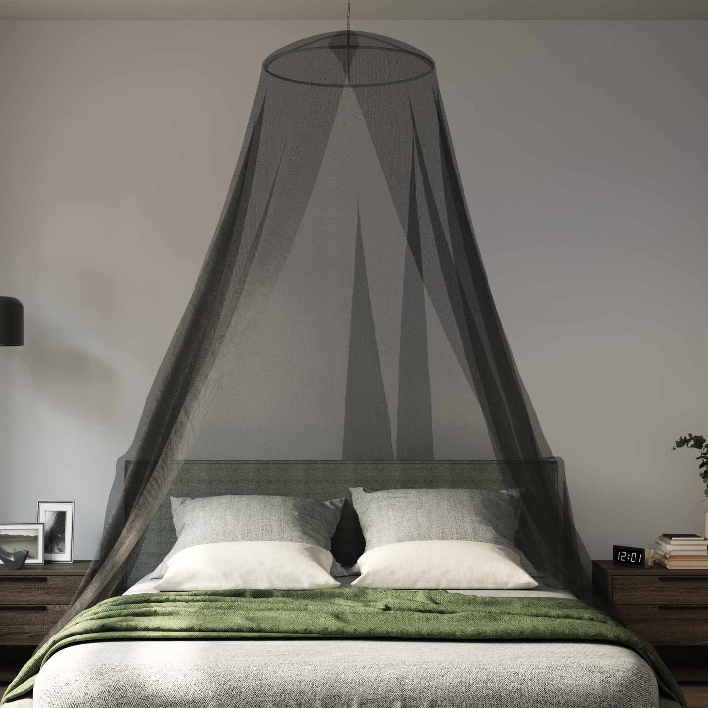 Myggnett for seng 156 mask Svart Ø56 x 220 cm Polyester