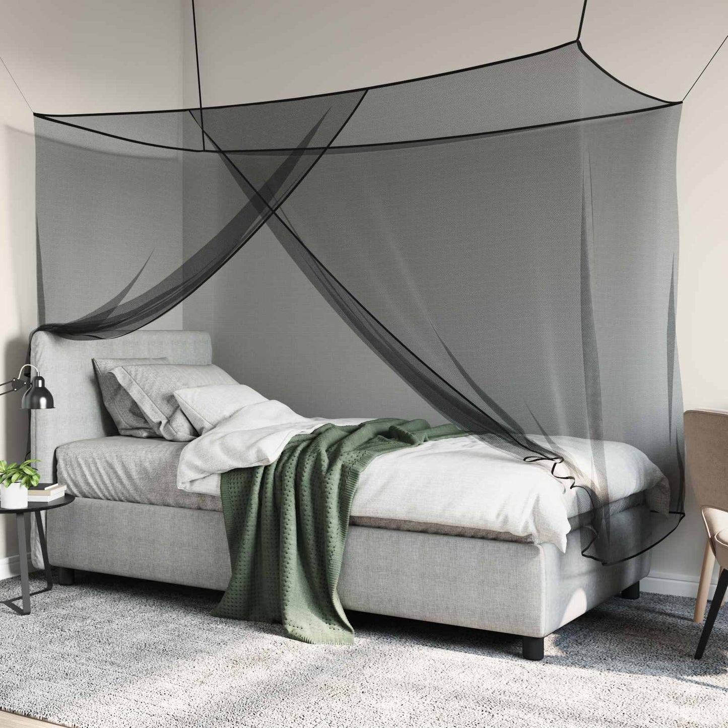 Myggnett for seng 156 mask Svart 220 x 100 x 150 cm Polyester
