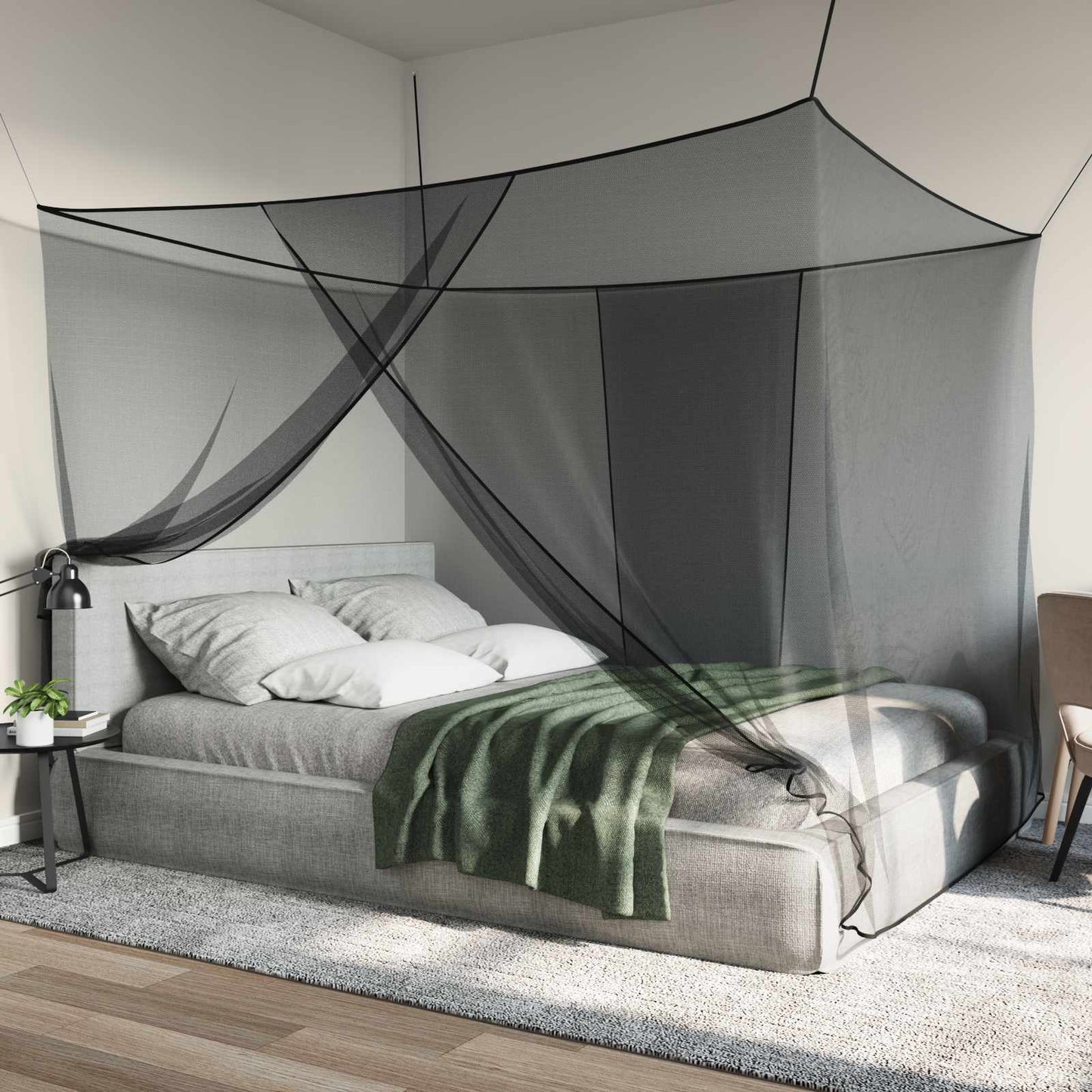 Myggnett for seng 156 mask Svart 220 x 180 x 180 cm Polyester