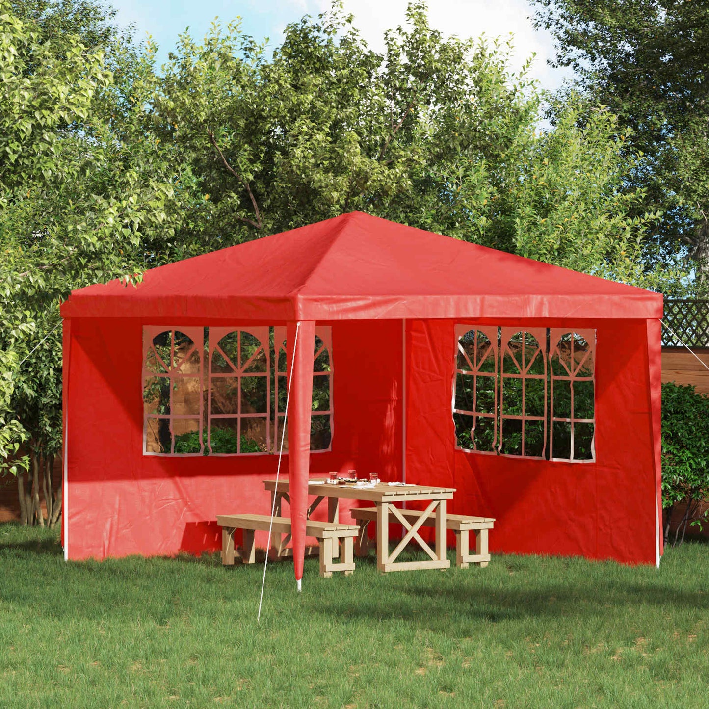 Party Telt Sidevegg 2 pcs 300 x 195 cm Rød PE og stål