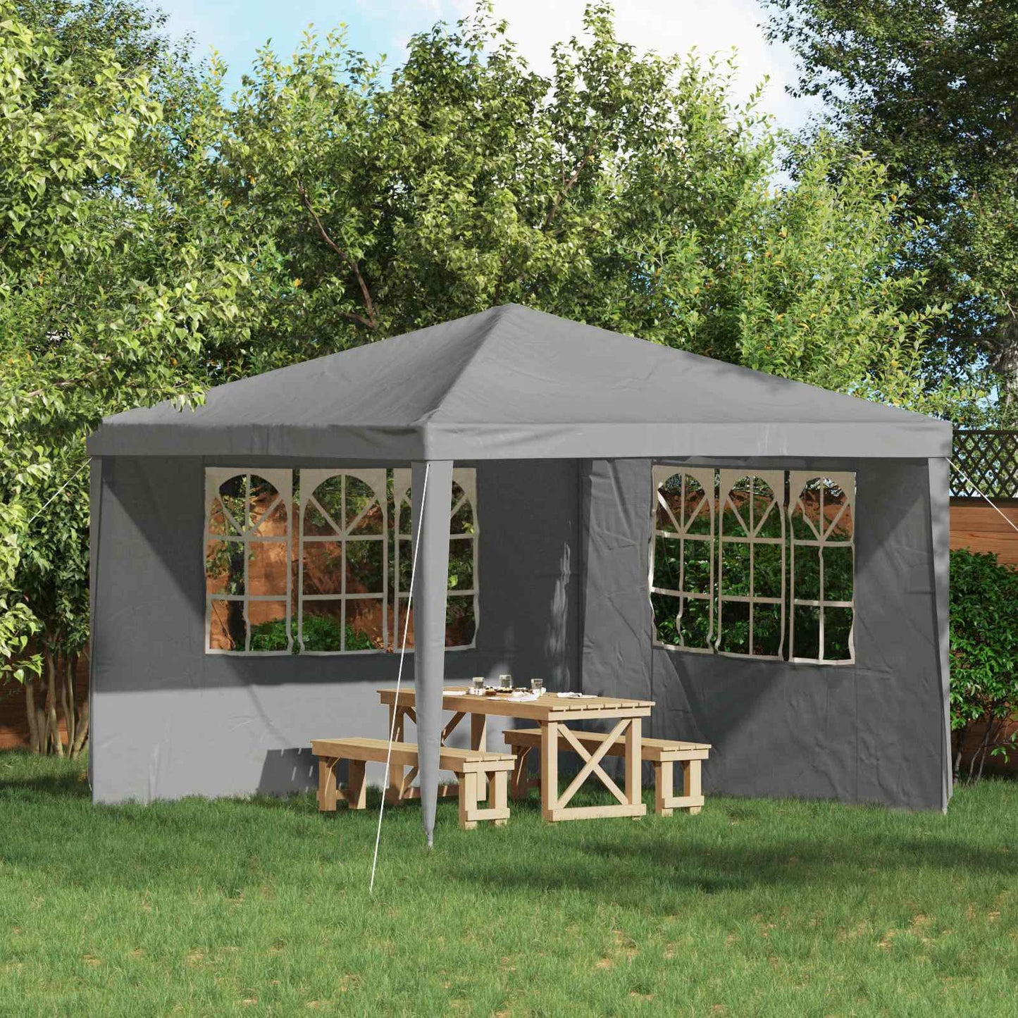 Party Telt Sidevegg 2 pcs 300 x 195 cm Lysegrå PE og stål