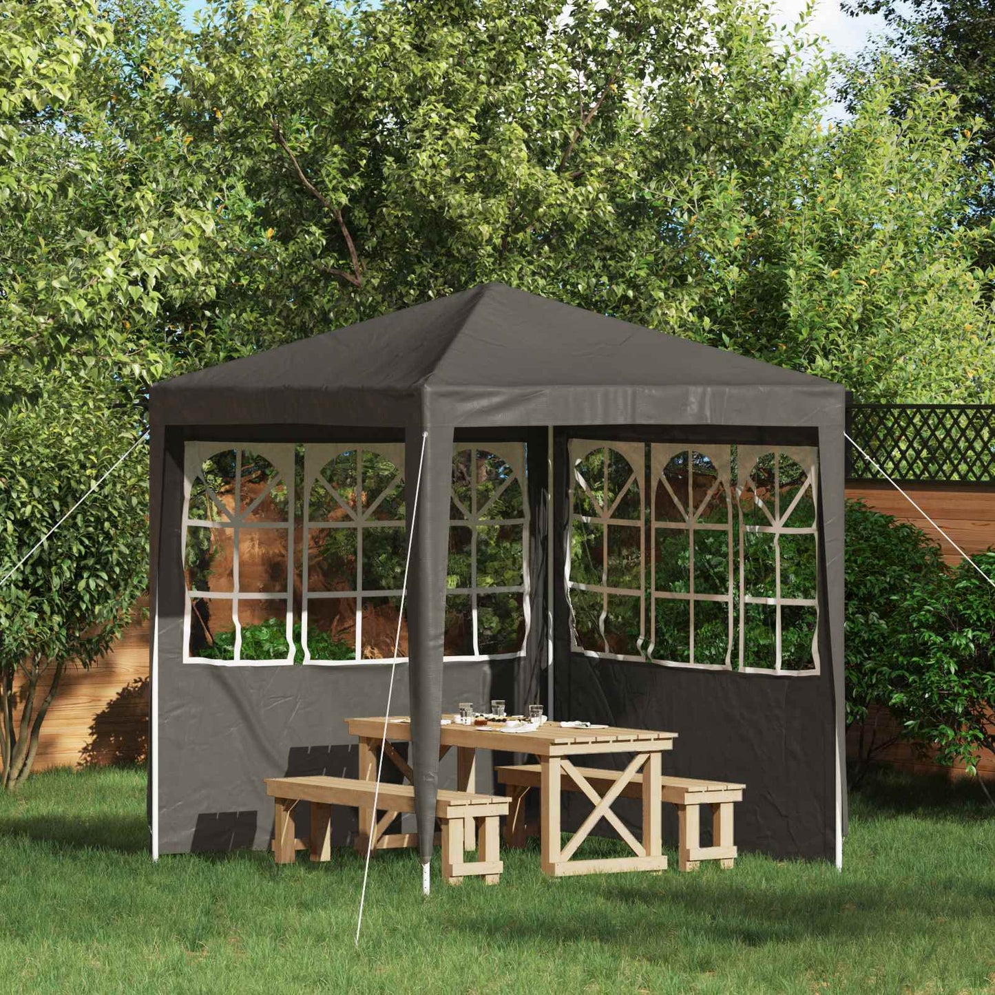Party Telt Sidevegg 2 pcs 200 x 195 cm Antrasitt PE og stål