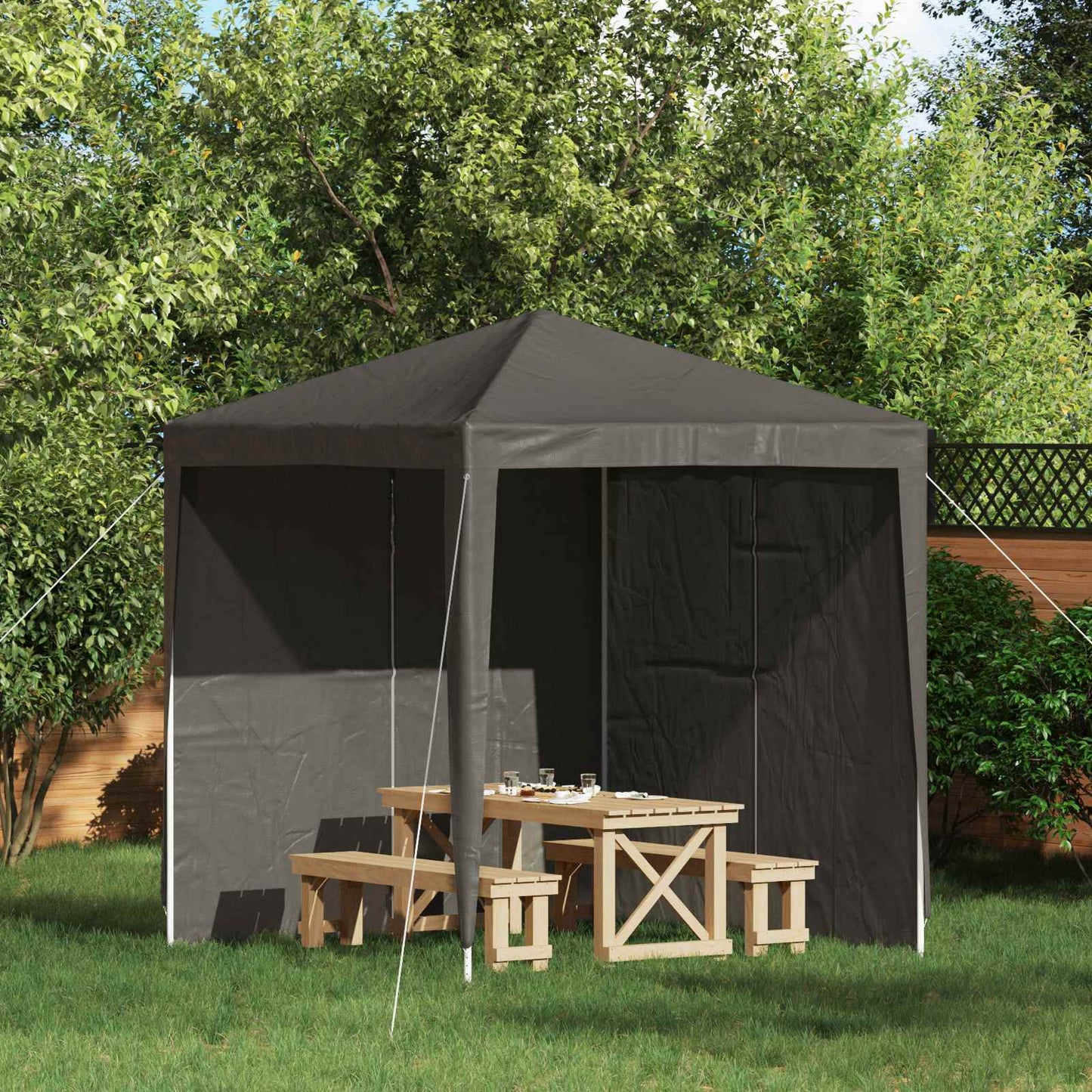 Party Telt Sidevegg 2 pcs Antrasitt 200 x 195 cm PE og stål