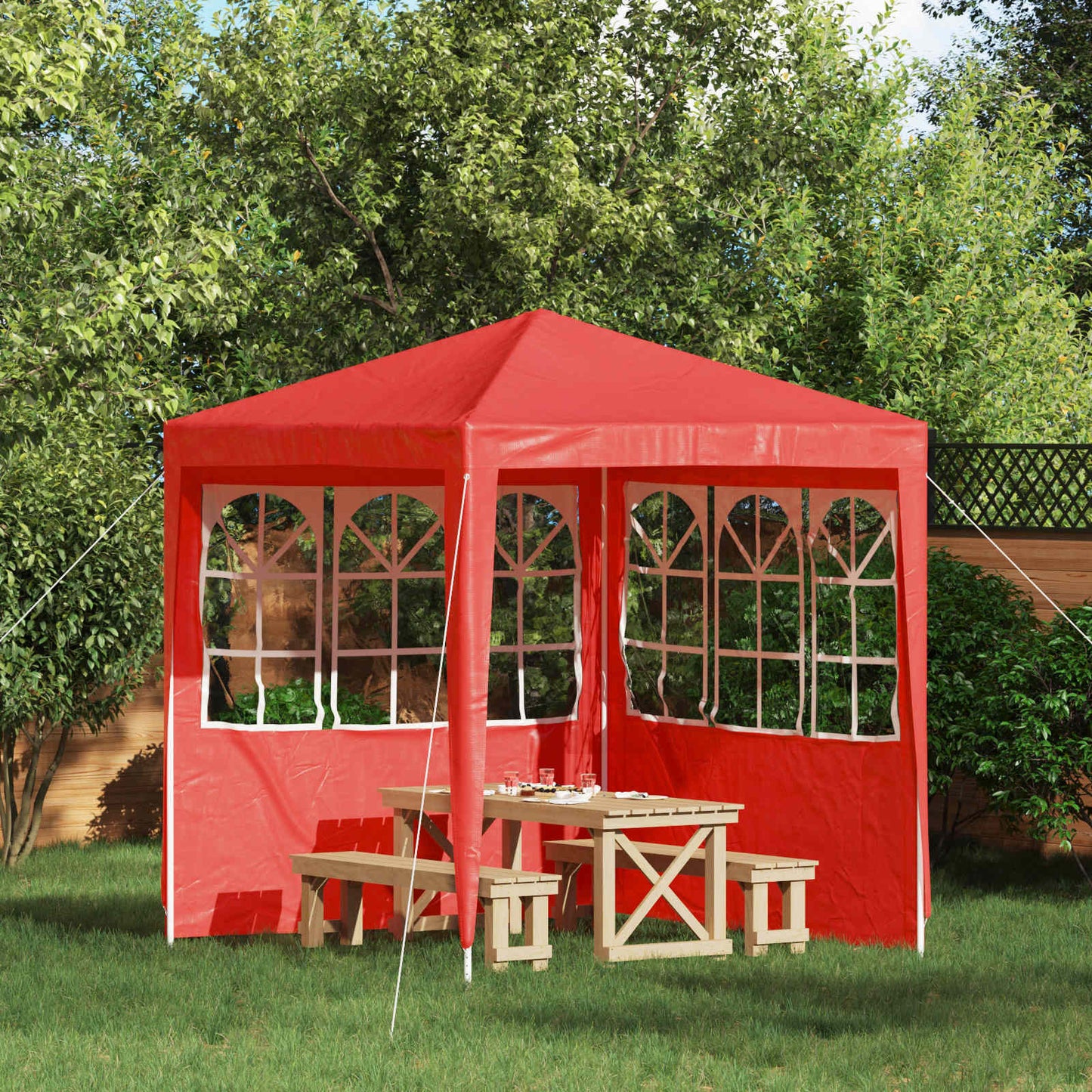 Party Telt Sidevegg 2 pcs 200 x 195 cm Rød PE og stål