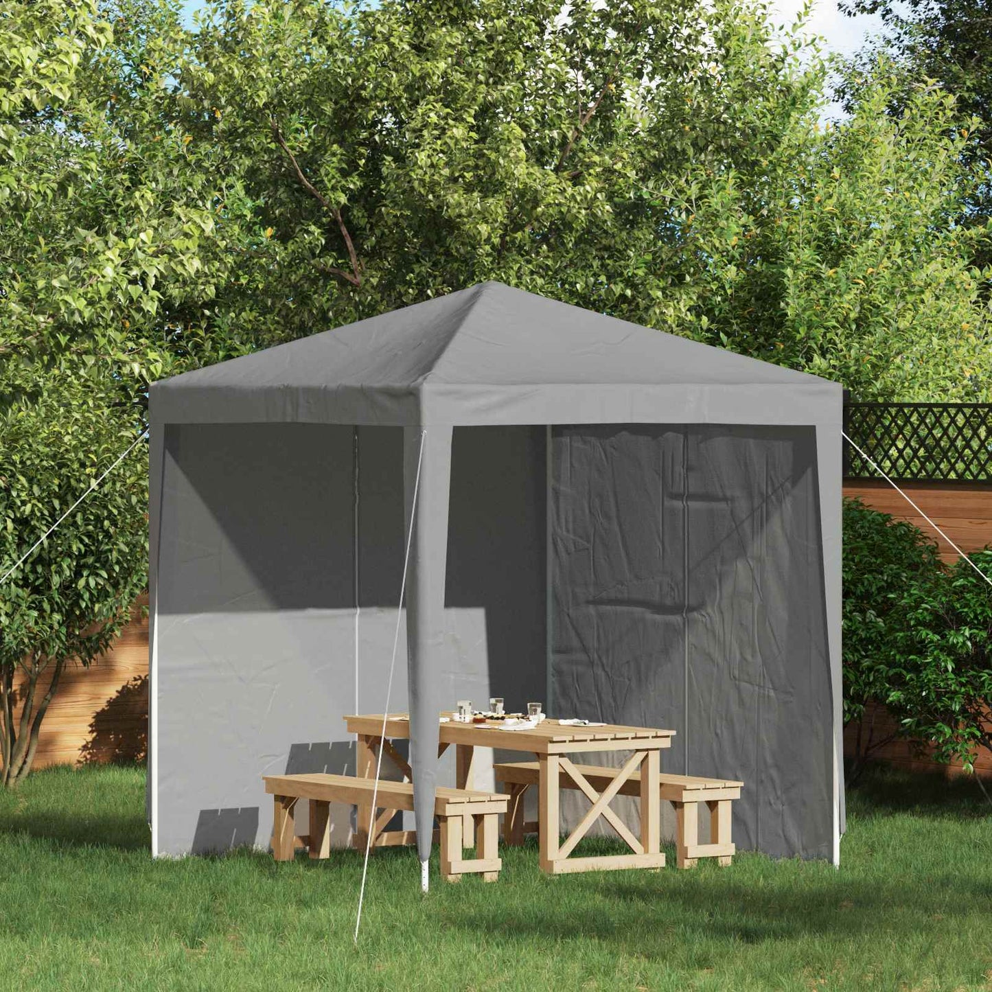 Party Telt Sidevegg 2 pcs Lysegrå 200 x 195 cm PE og stål
