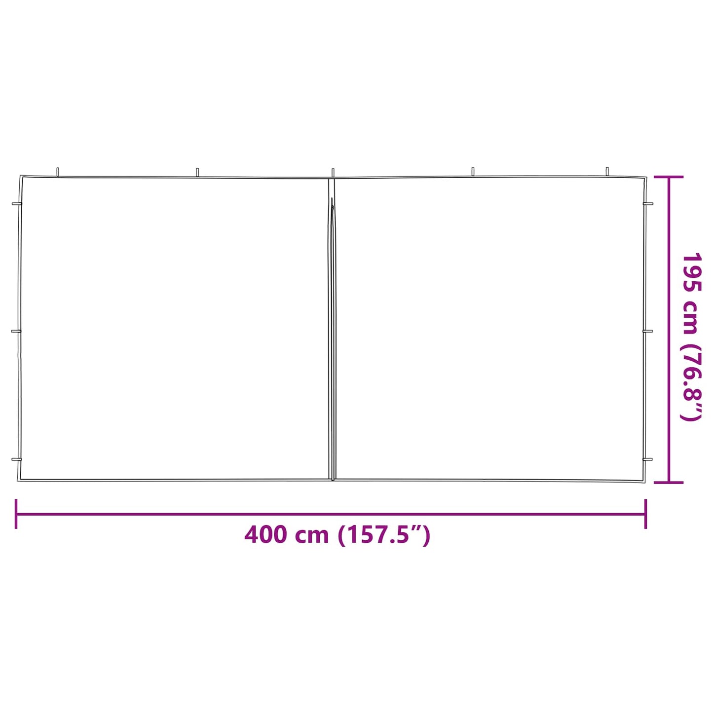 Party Telt Sidevegg 2 pcs Antrasitt 400 x 195 cm PE og stål
